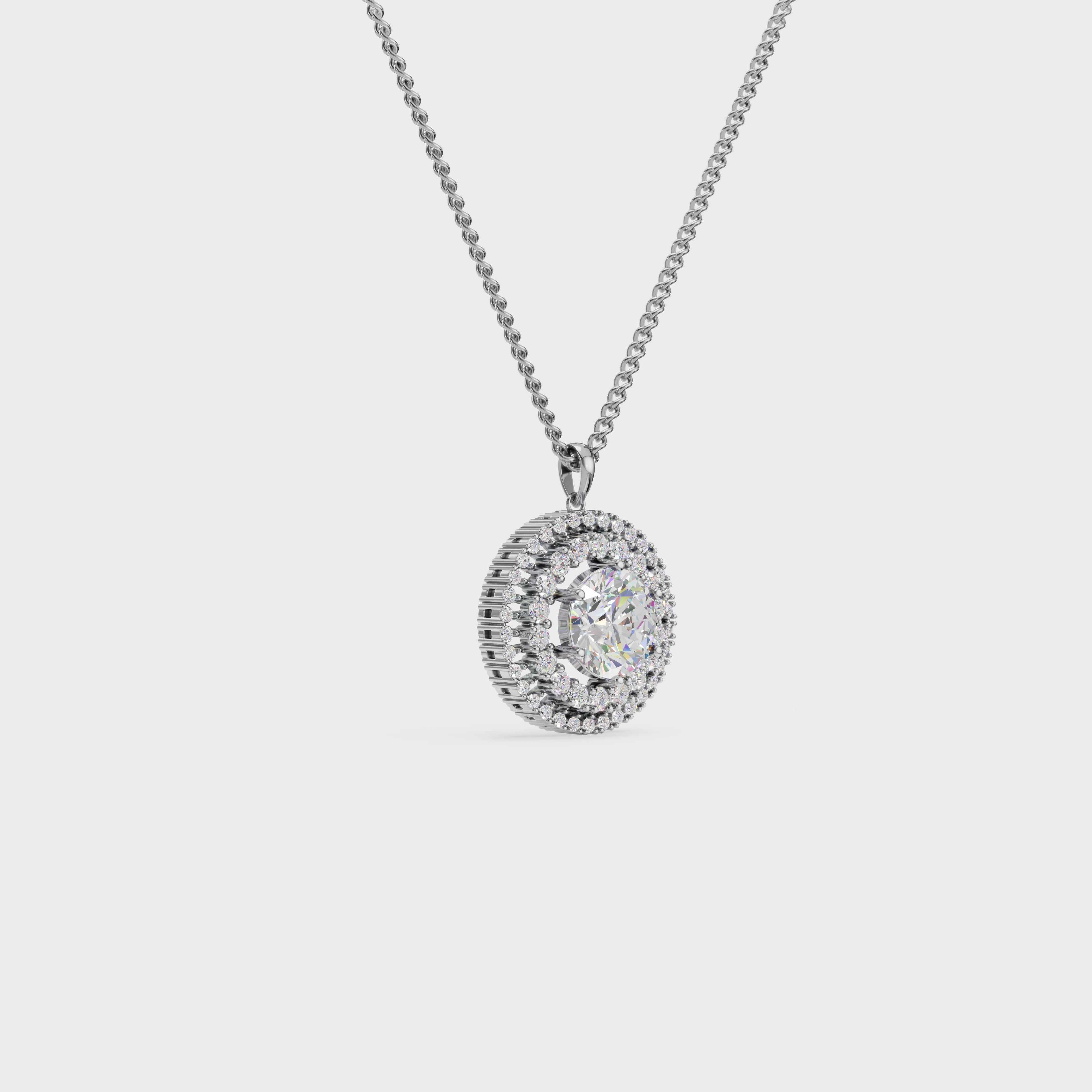 Elegant Snowflake Halo Round Diamond Pendant