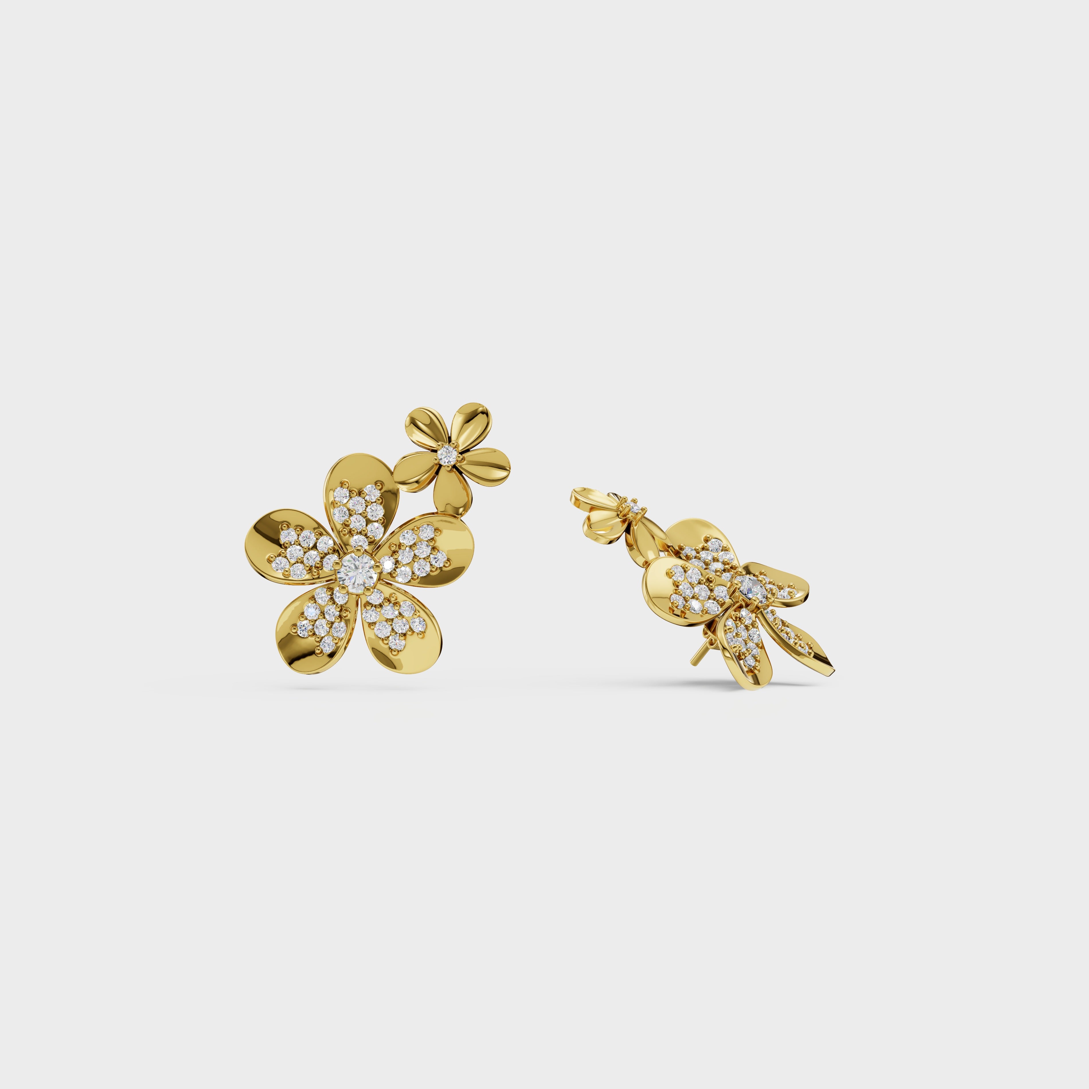Two-Tier Flower Stud Earrings