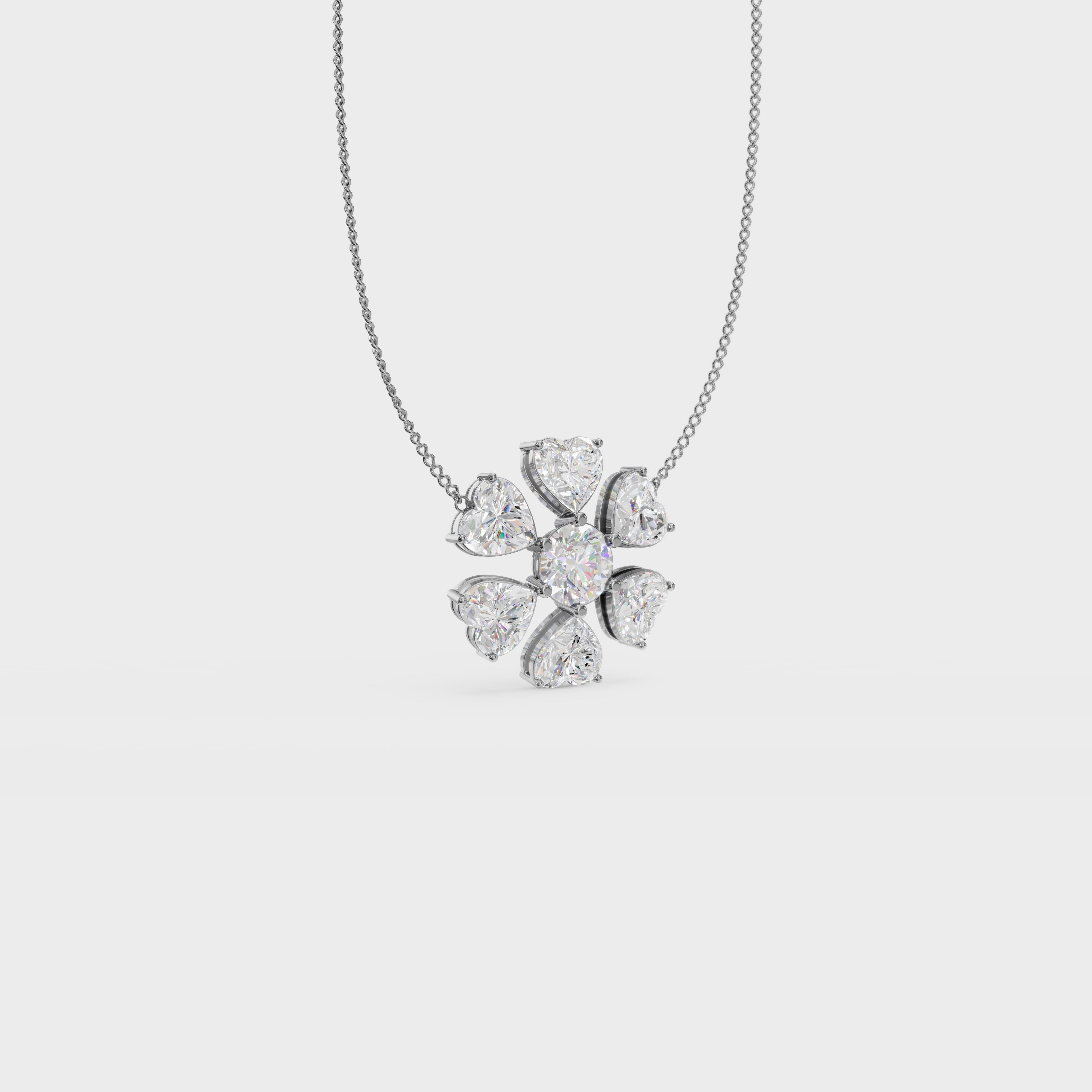 Heart blossom cluster pendant