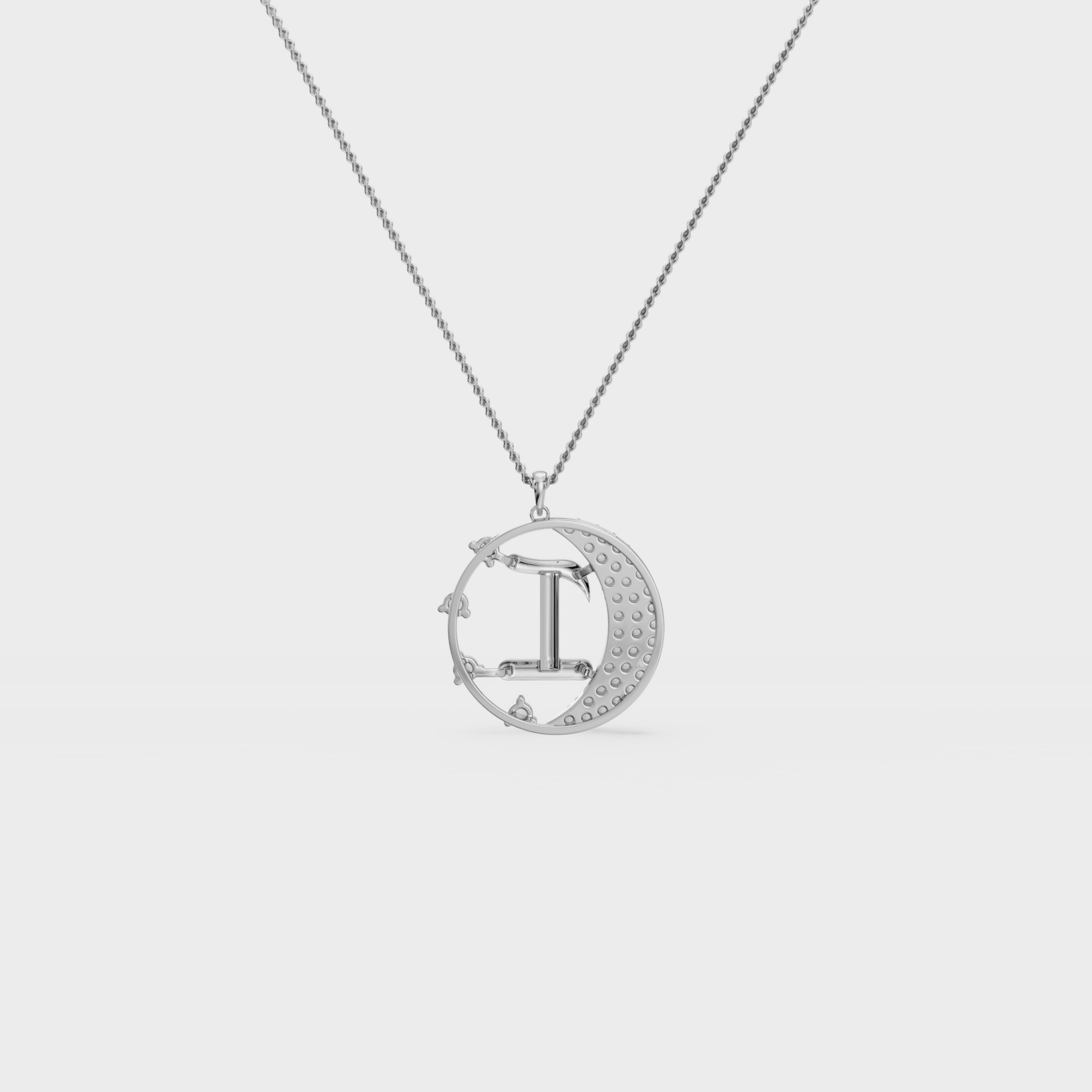 Crescent I Intial Pendant