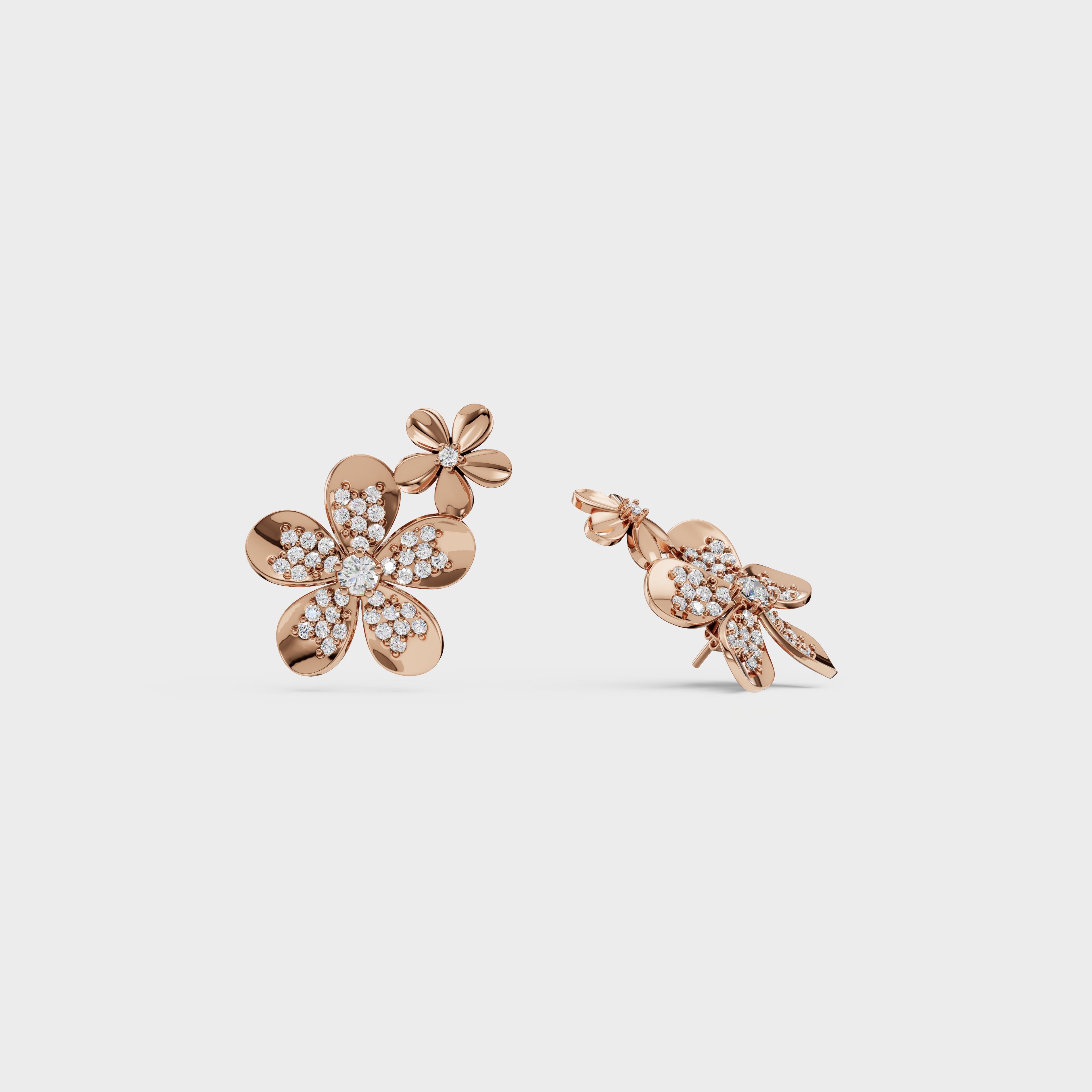 Two-Tier Flower Stud Earrings