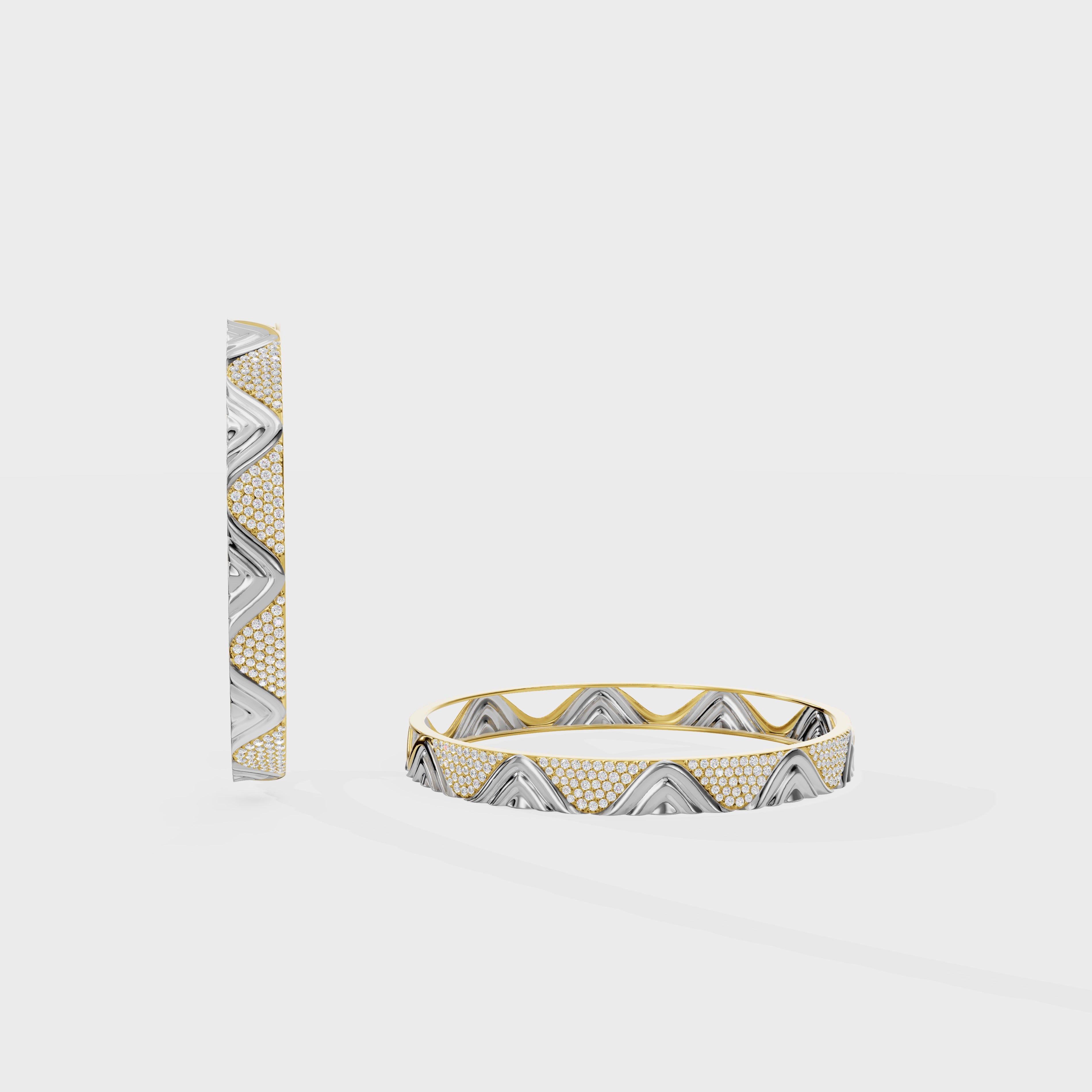 Petal Diamond Wave Elegant Tide Kada Bracelet