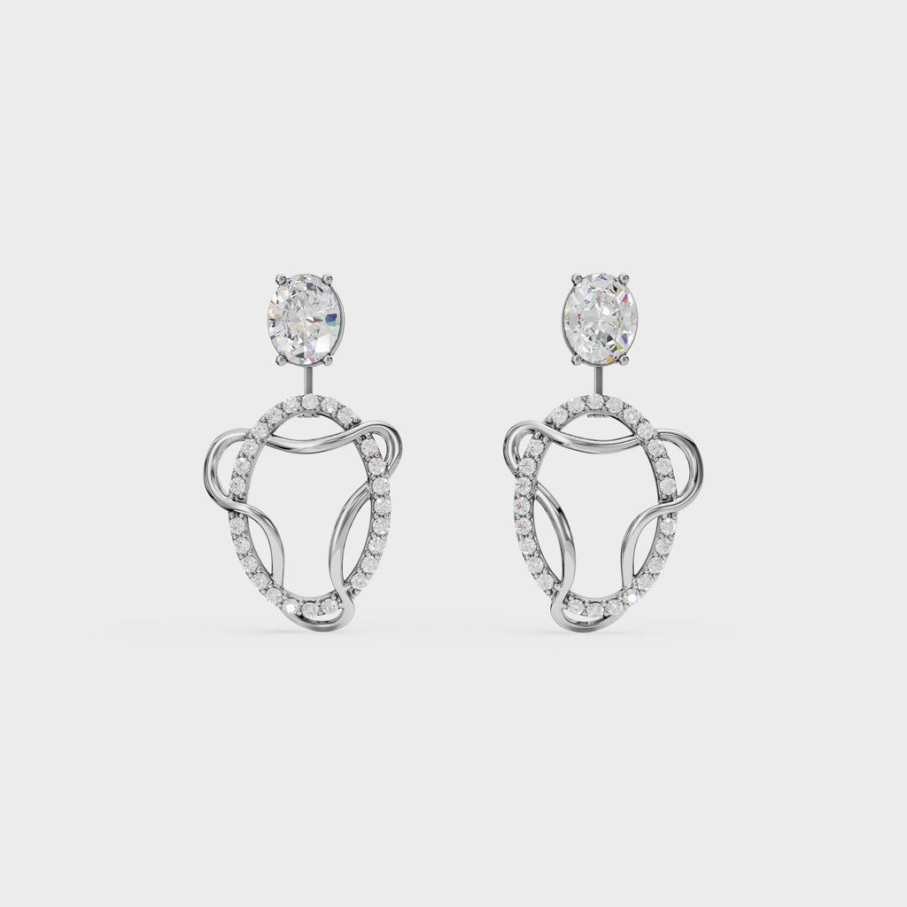 Diamond Swirl Halo Earrings