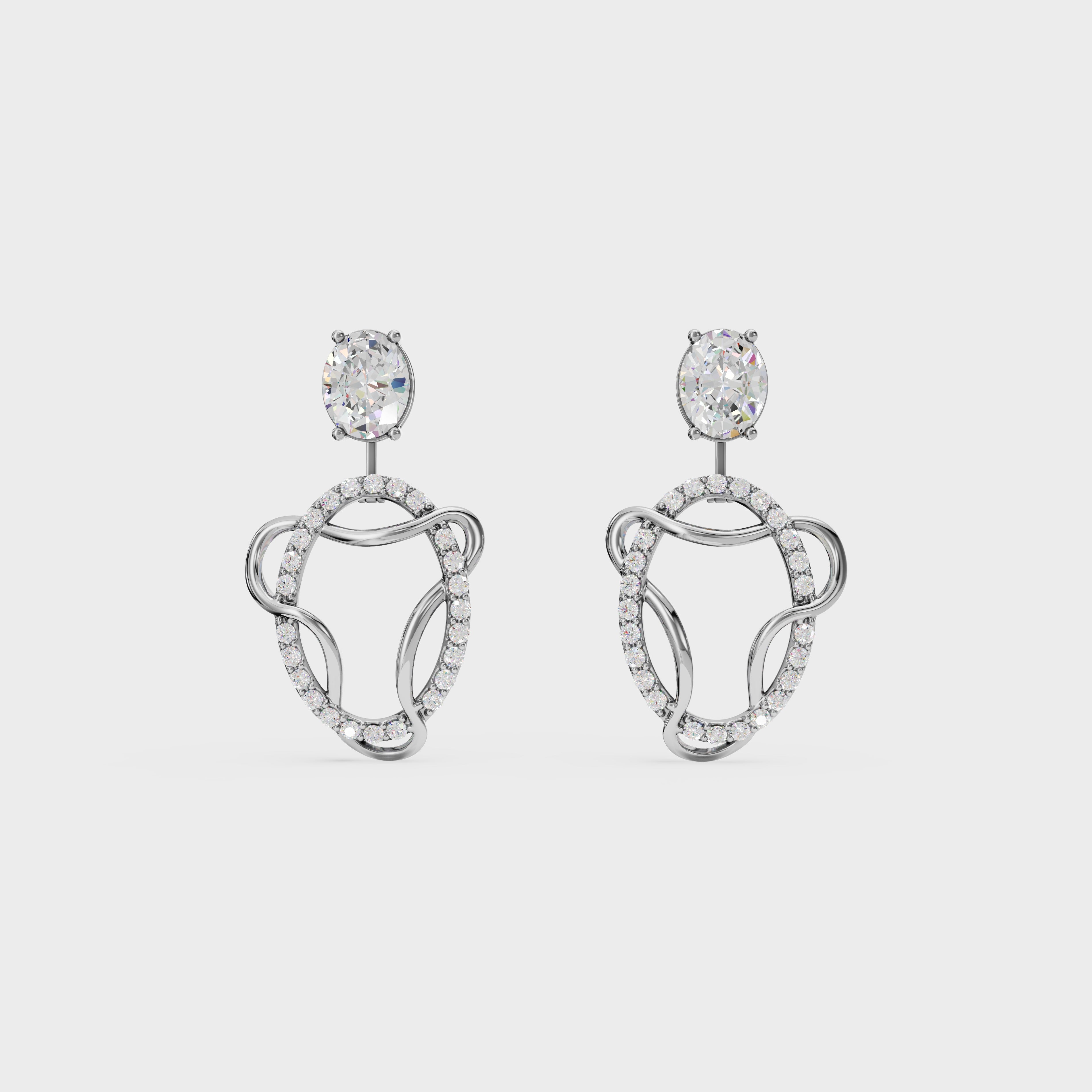 Diamond Swirl Halo Earrings
