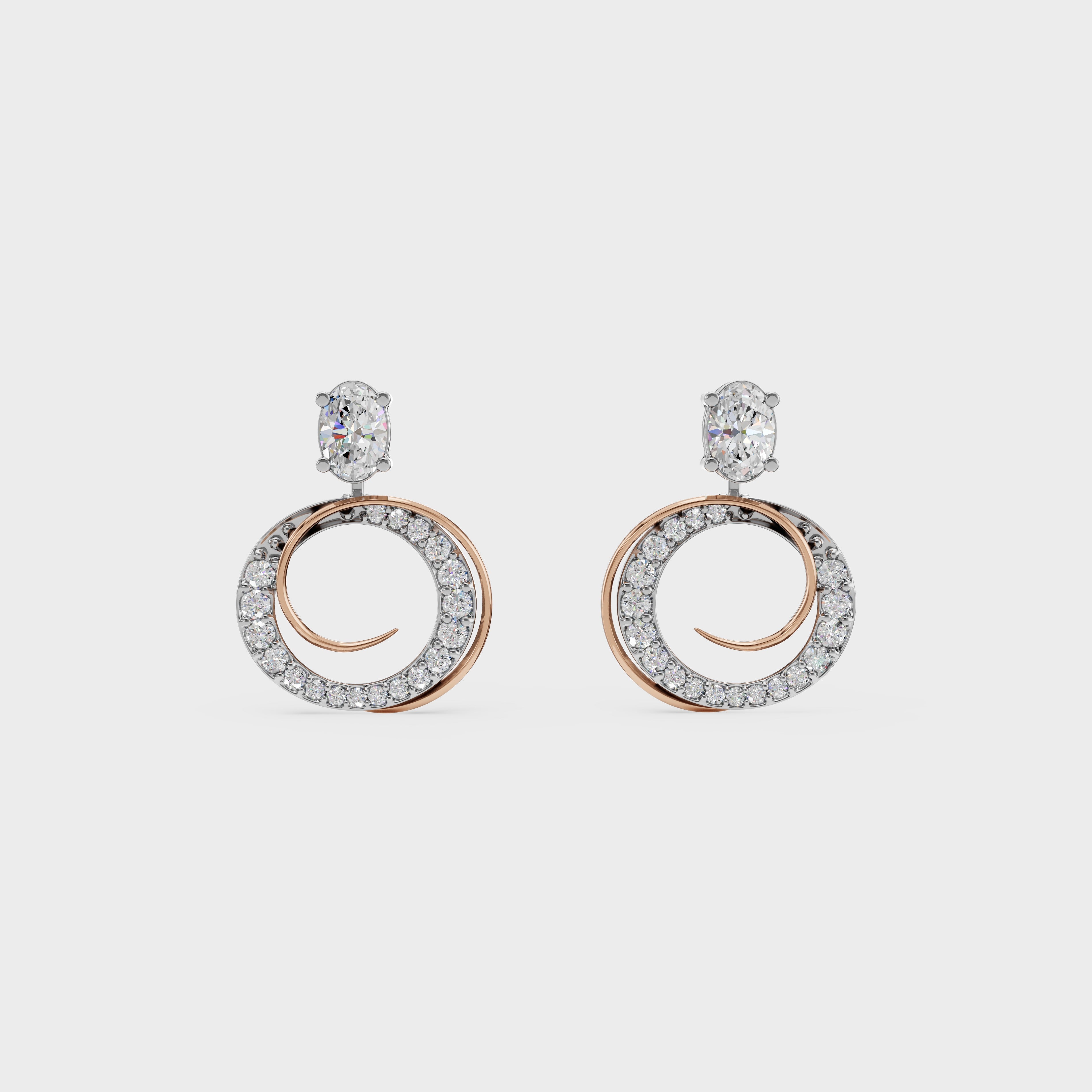 2 in One Oval cut stud & Earrings
