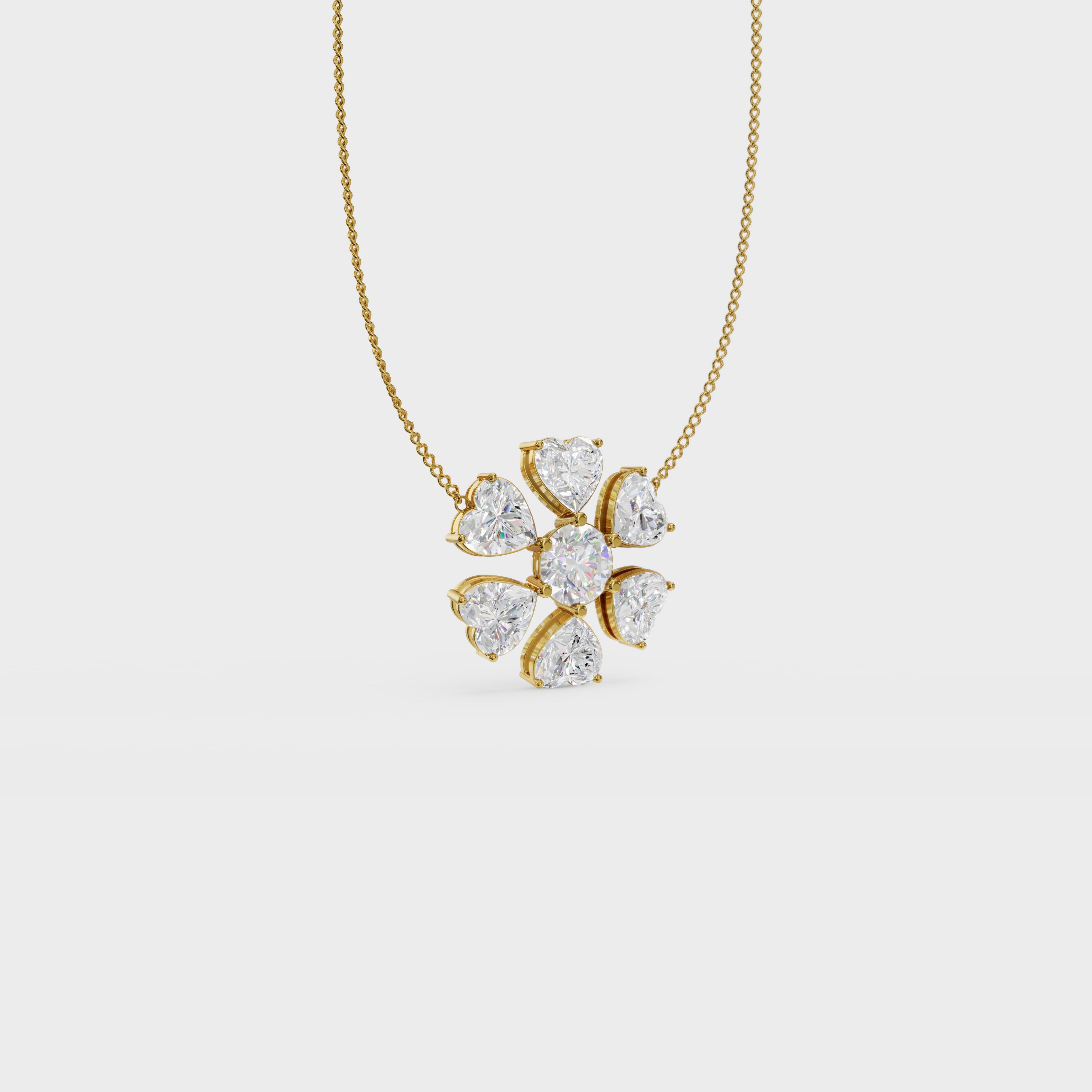 Heart blossom cluster pendant