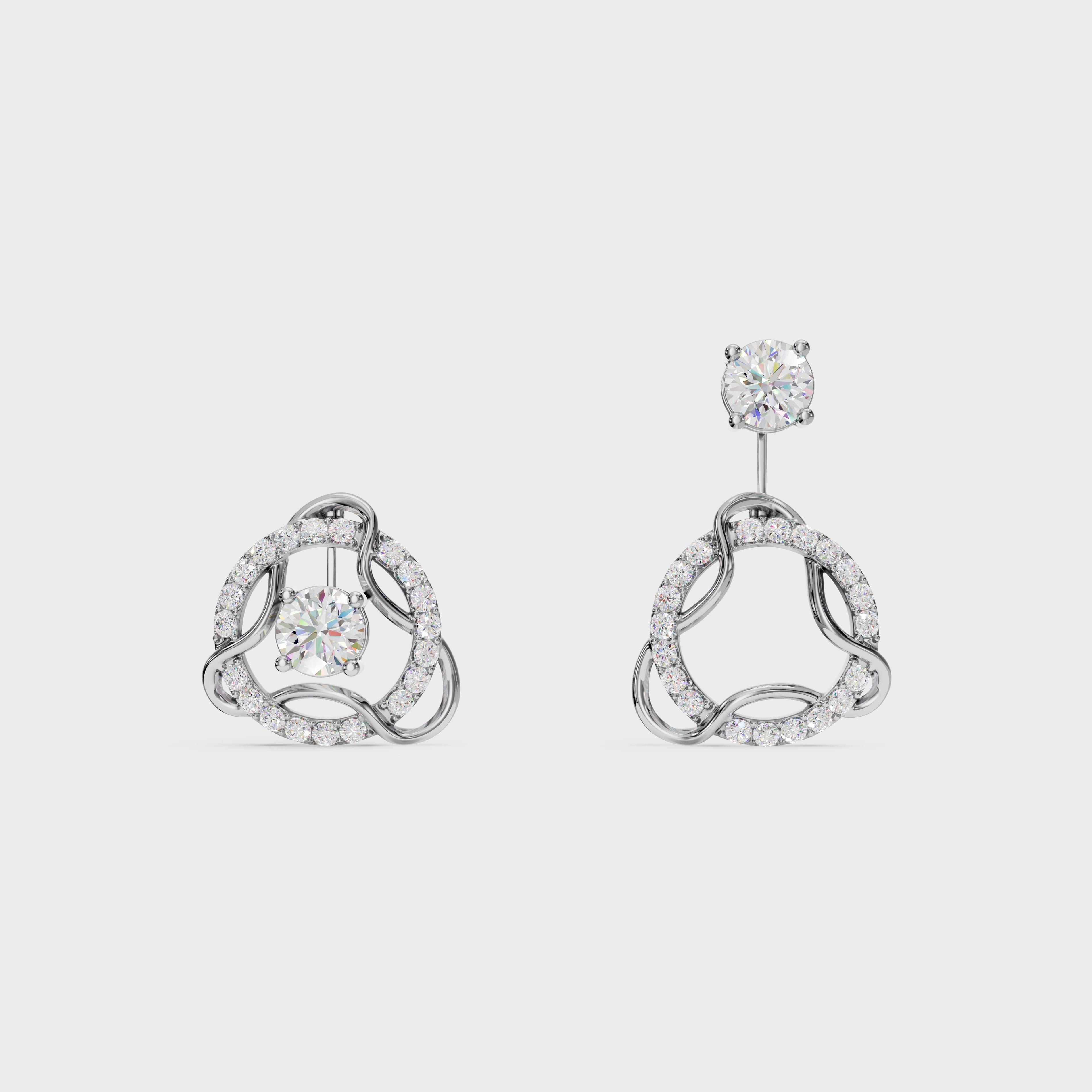 Modern Diamond 2 in 1 Earrings