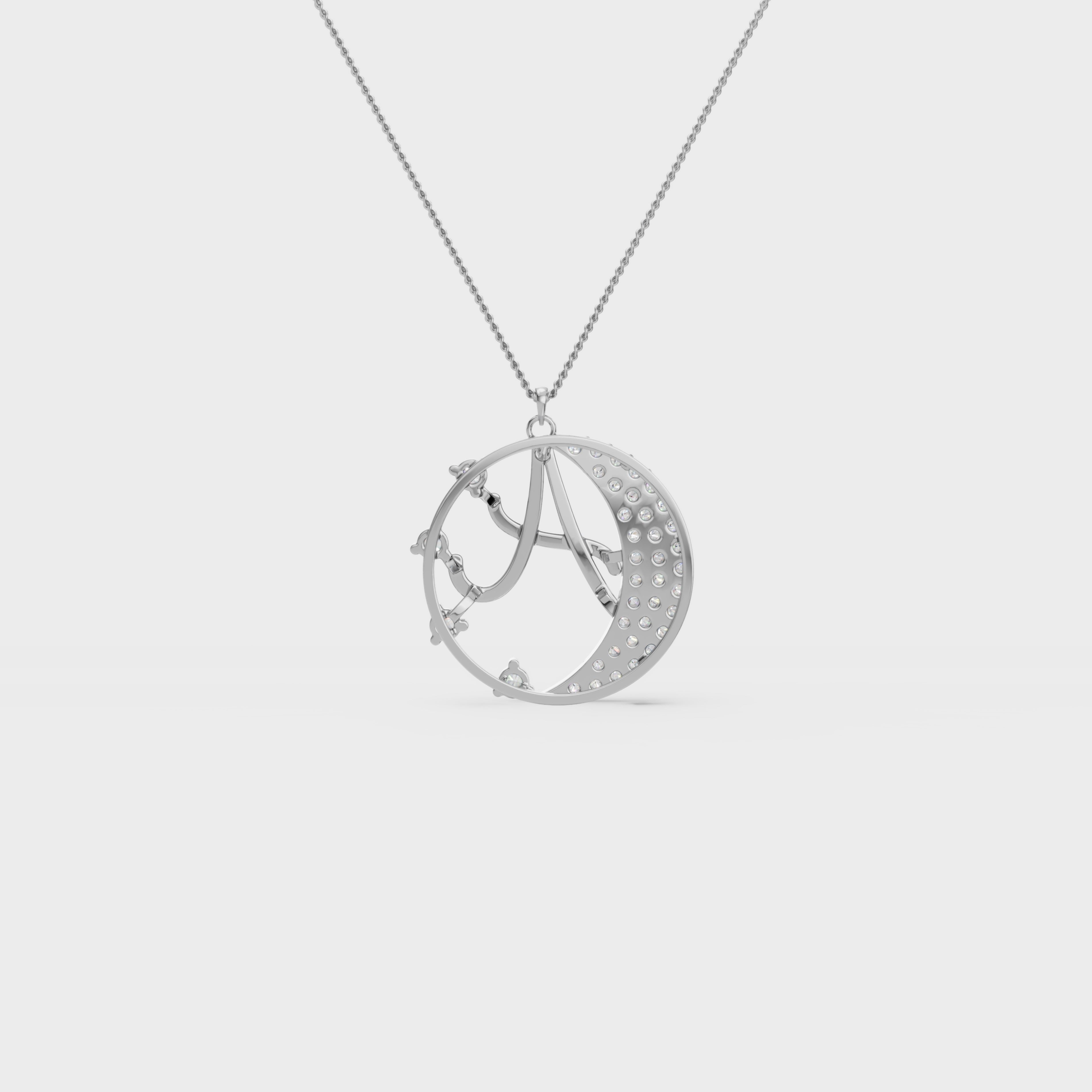 Crescent A Intial Pendant