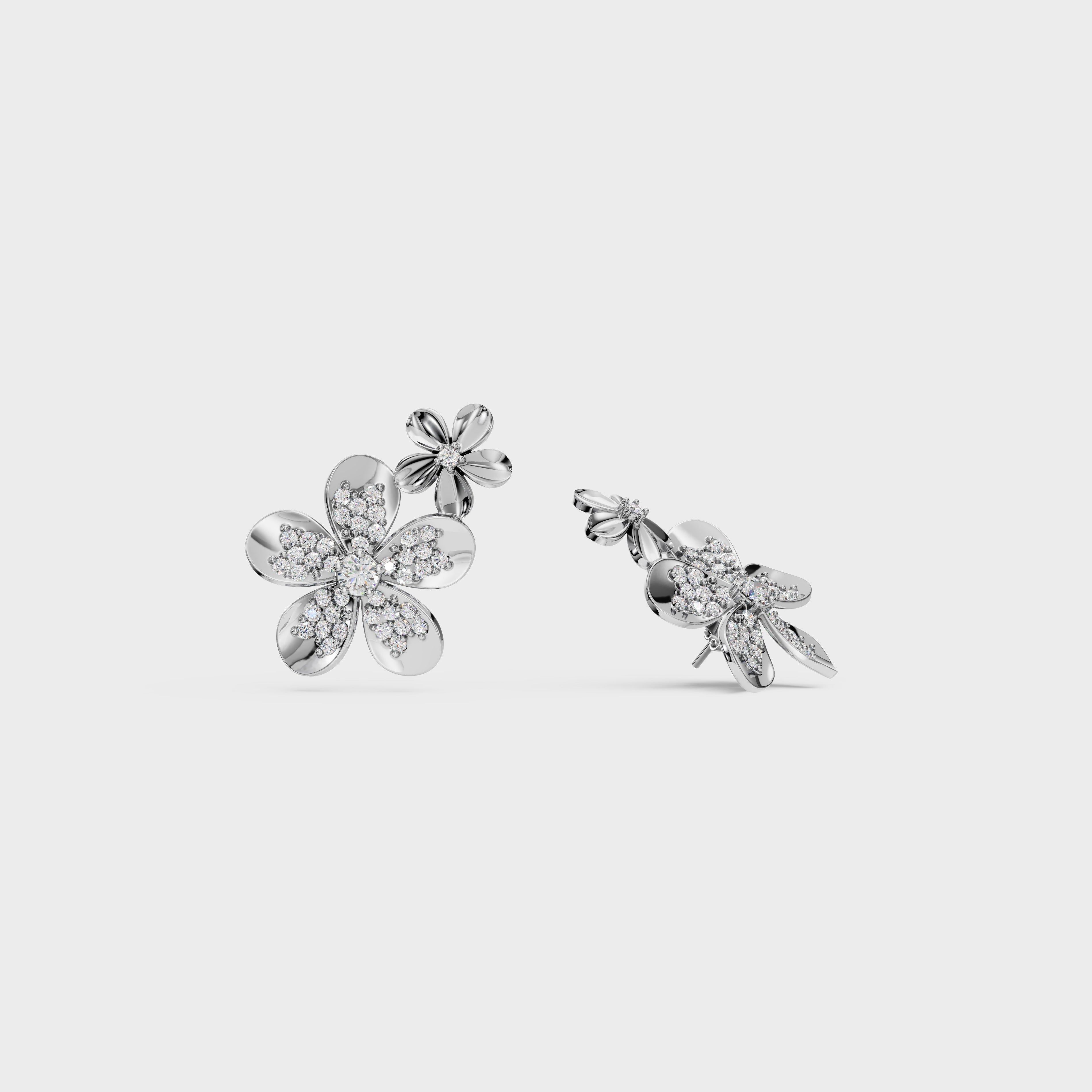 Two-Tier Flower Stud Earrings