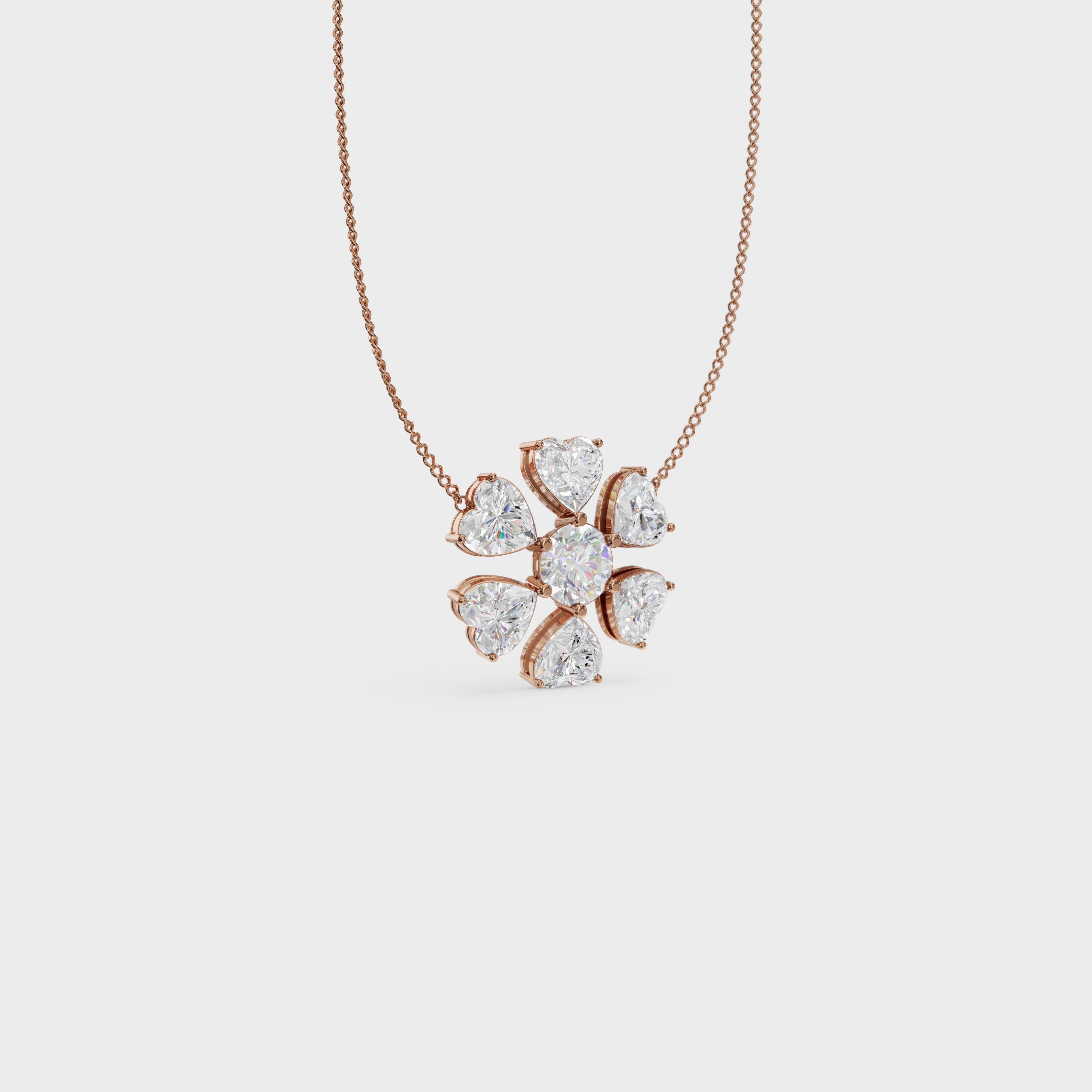 Heart blossom cluster pendant