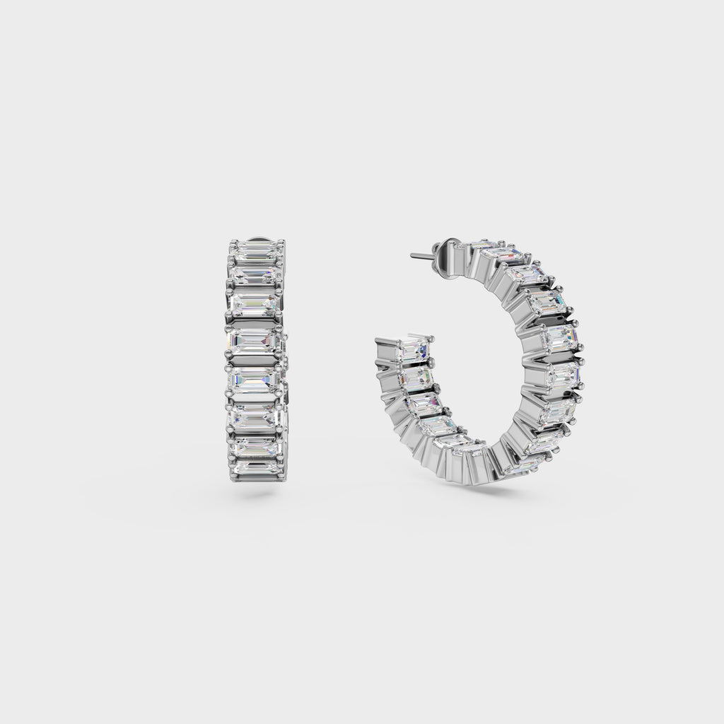 Asymmetrical Radiance Diamond Hoops Earrings