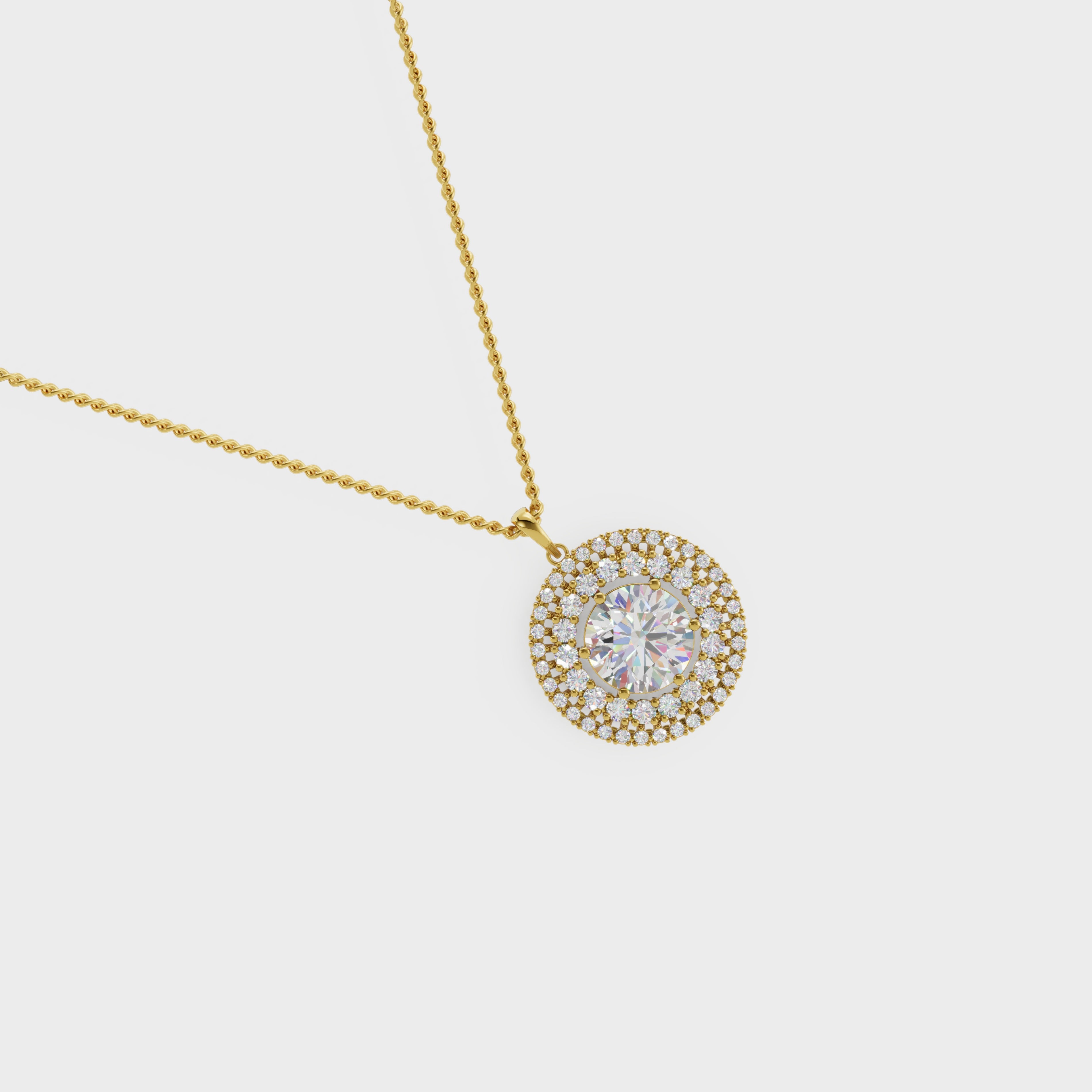 Elegant Snowflake Halo Round Diamond Pendant