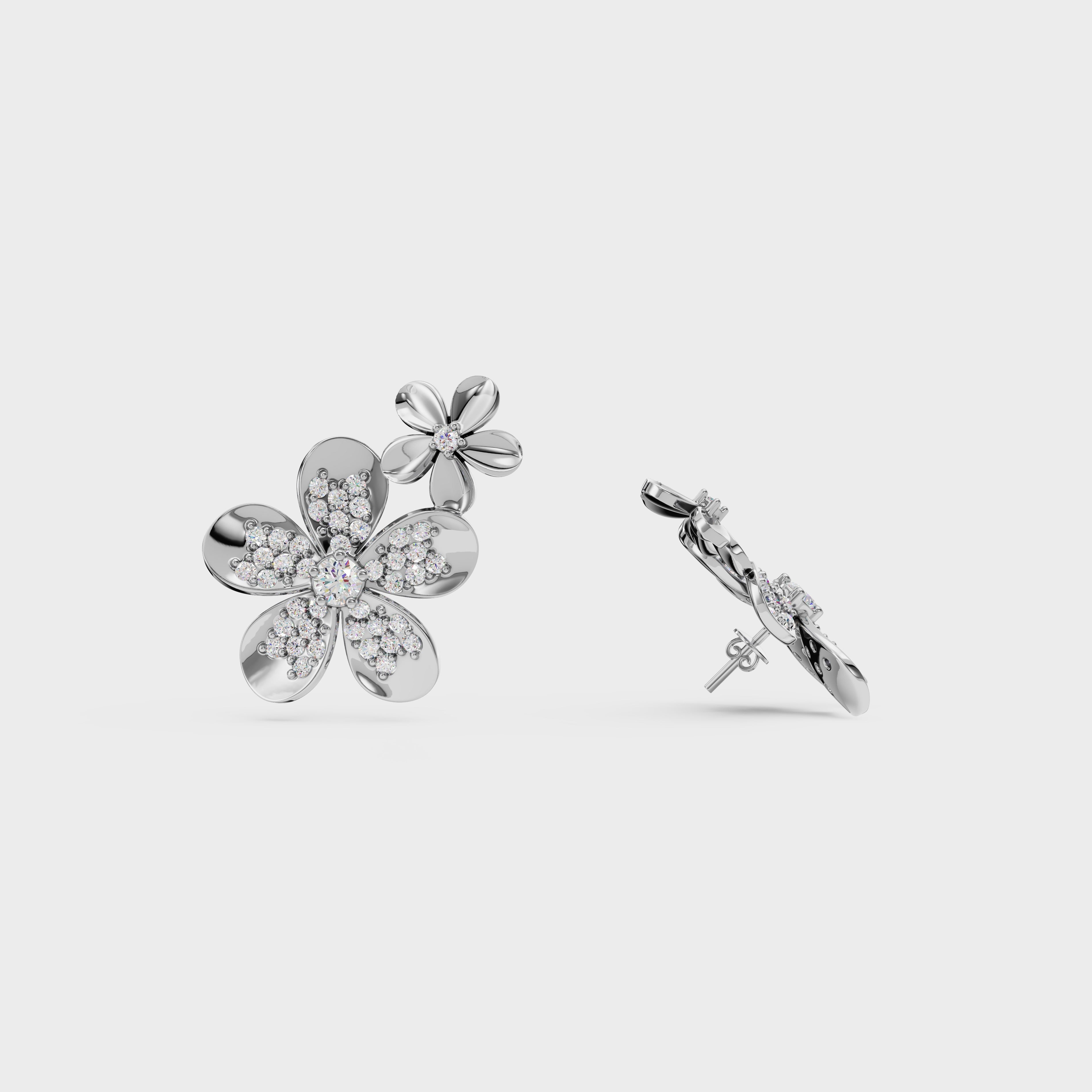 Two-Tier Flower Stud Earrings