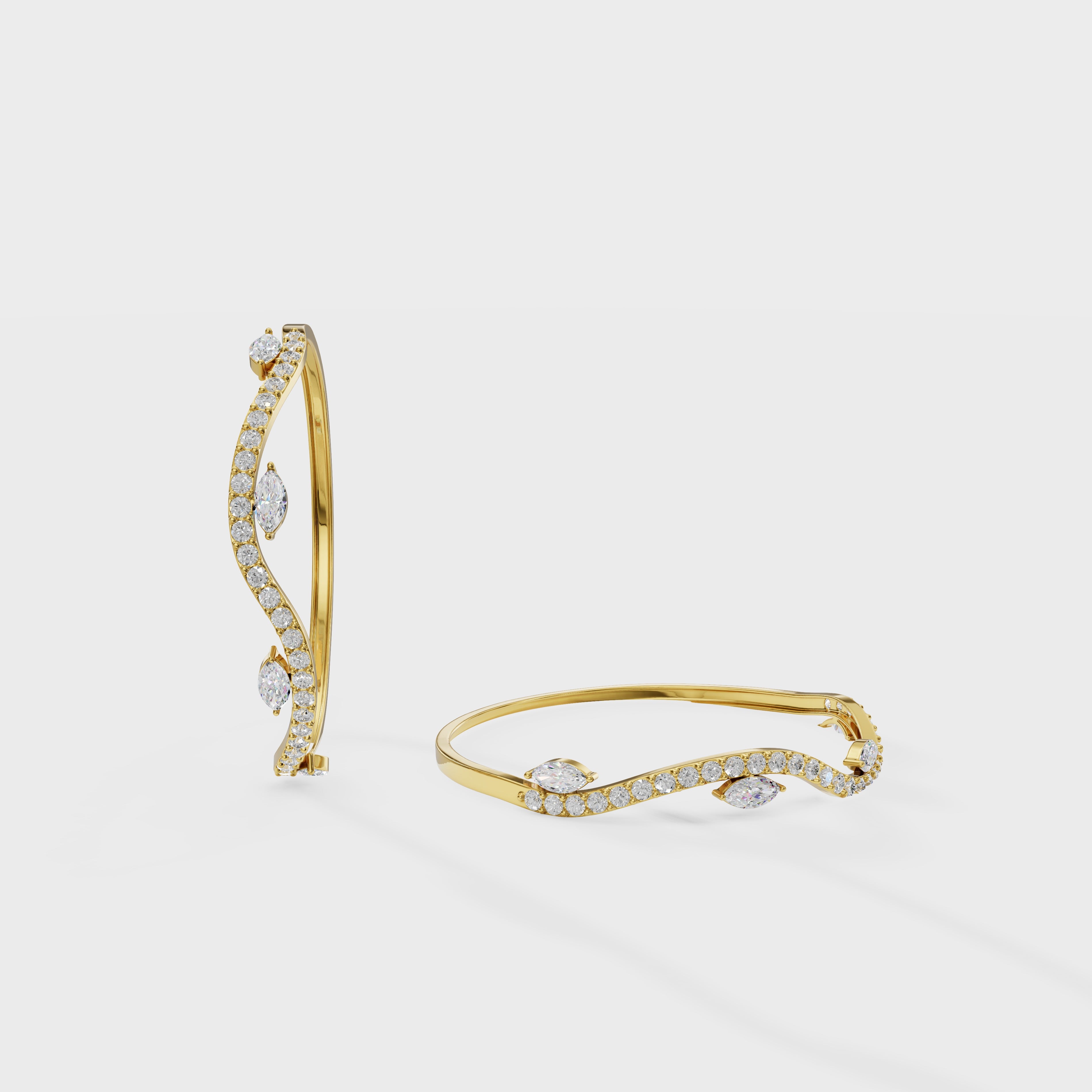 Lux Wave Diamond Kada Bracelet