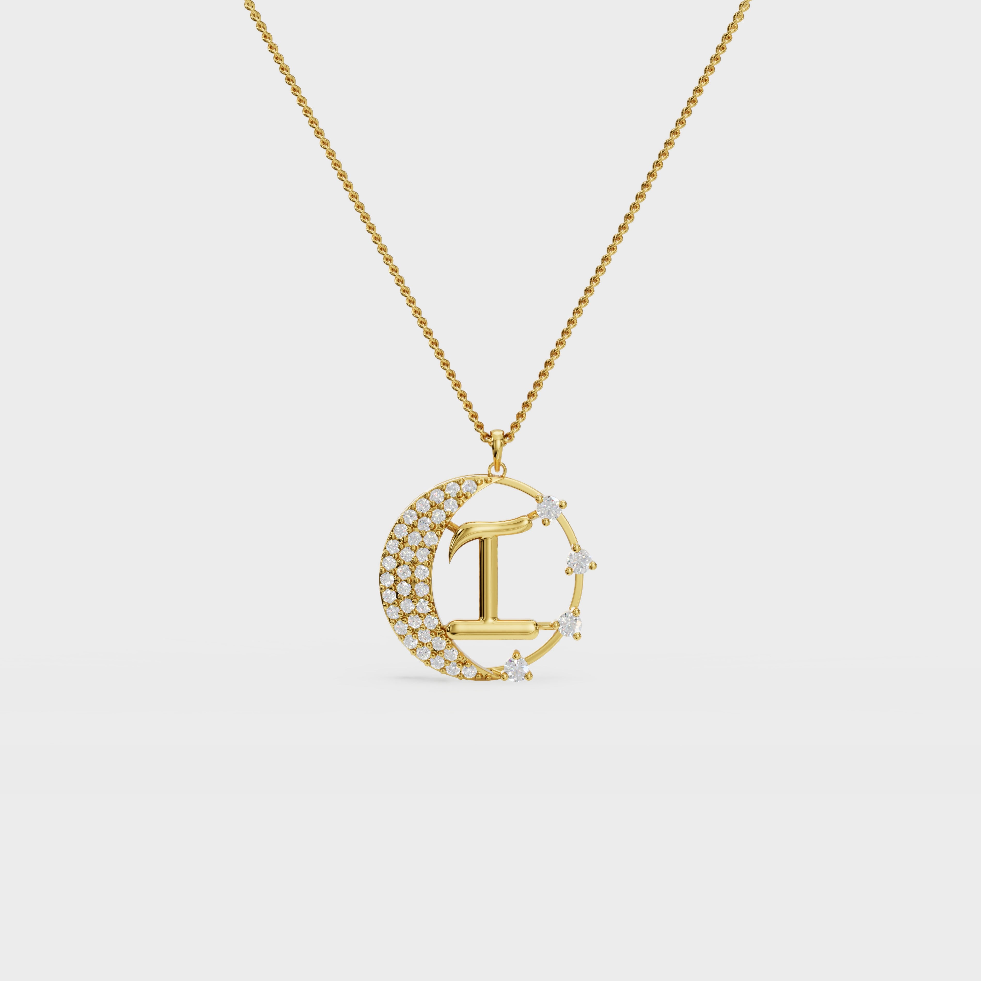 Crescent I Intial Pendant