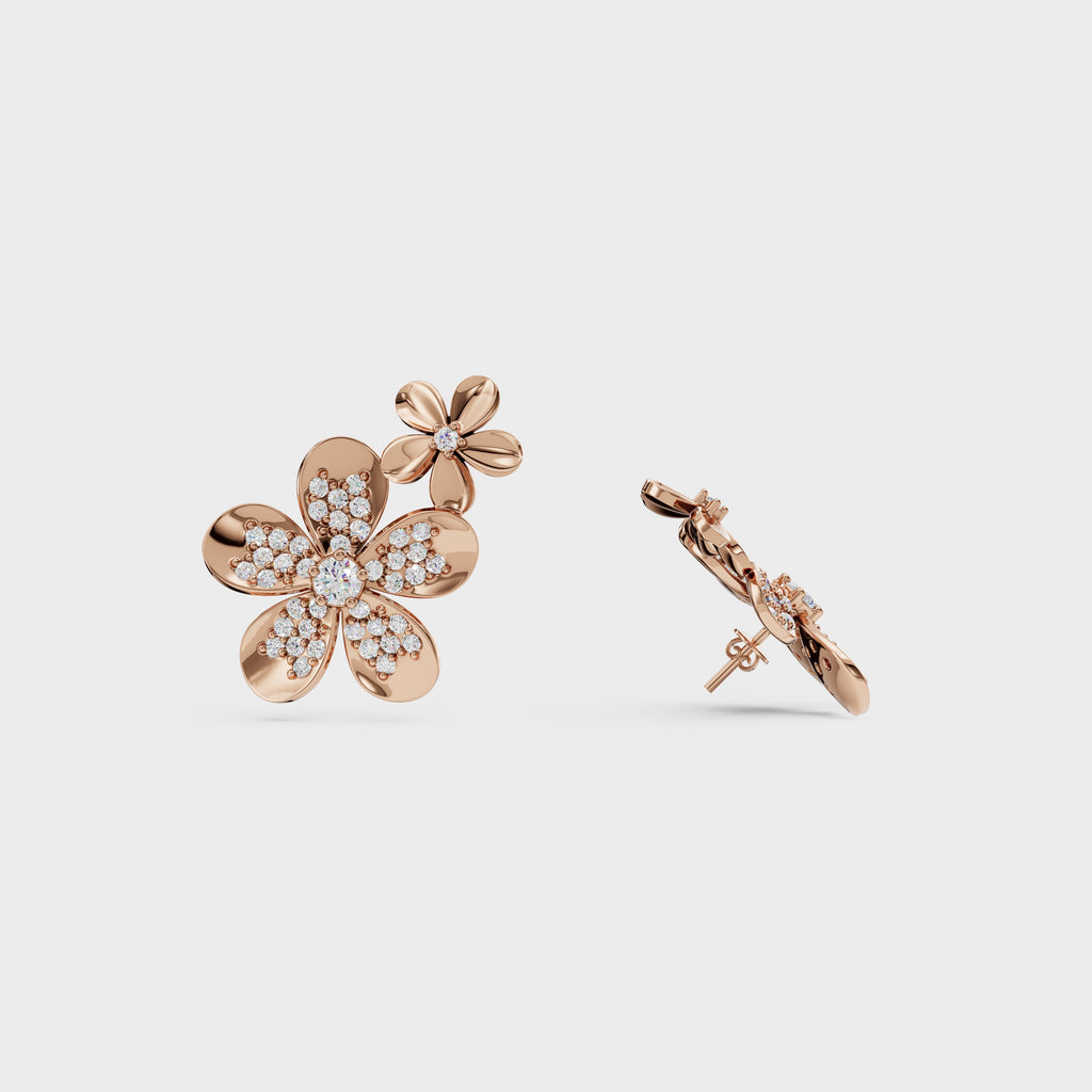 Two-Tier Flower Stud Earrings