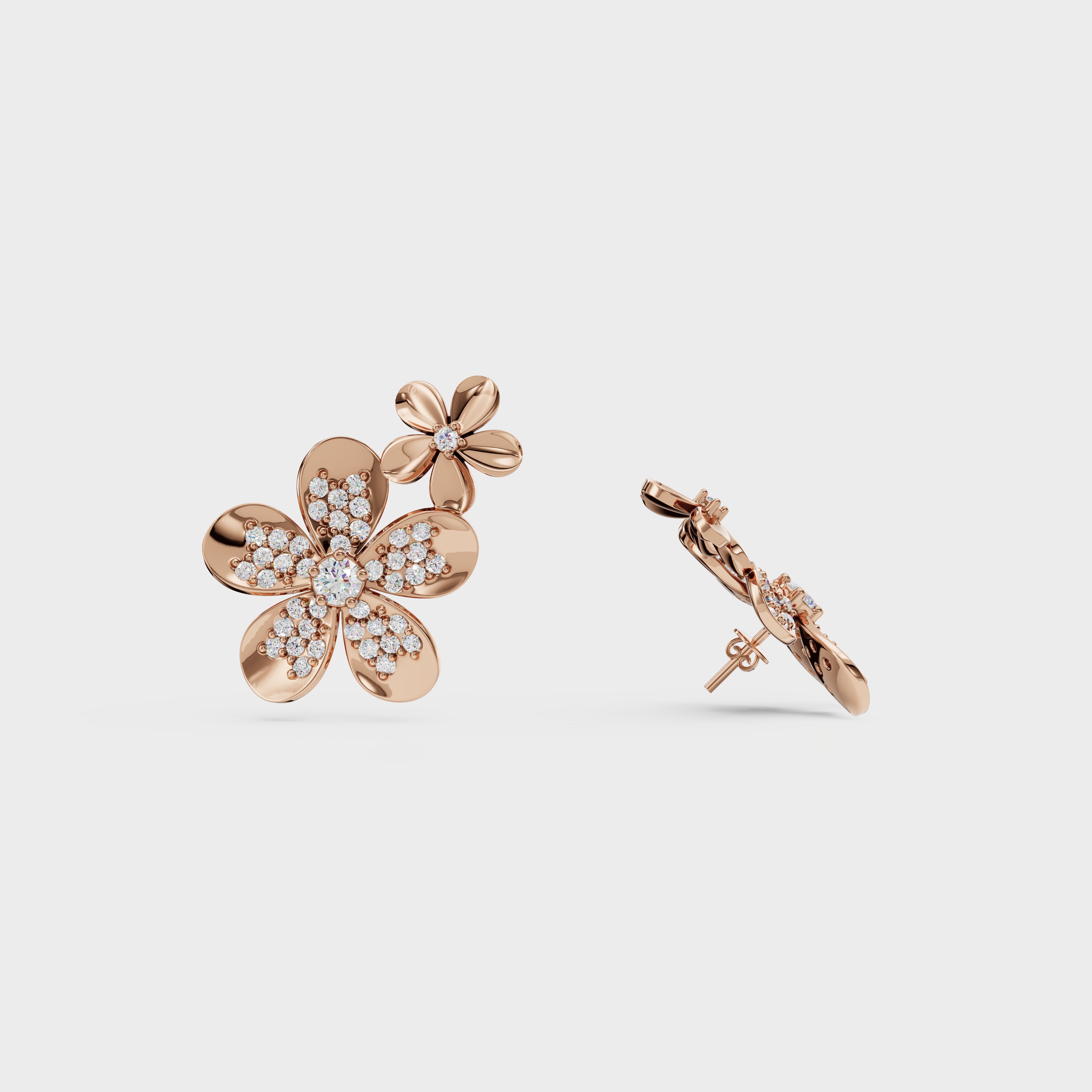 Two-Tier Flower Stud Earrings