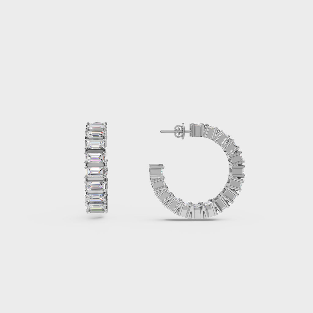 Asymmetrical Radiance Diamond Hoops Earrings