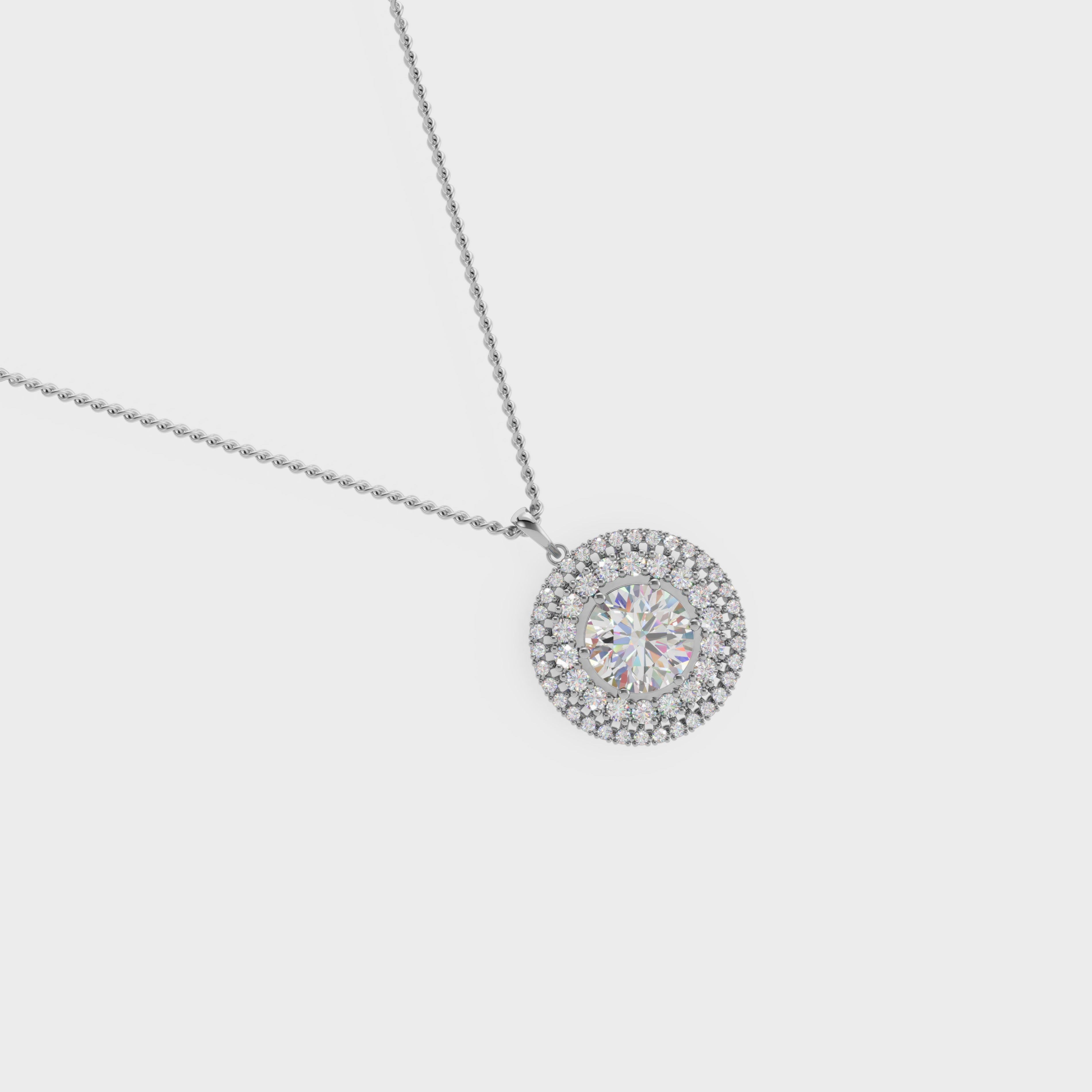 Elegant Snowflake Halo Round Diamond Pendant