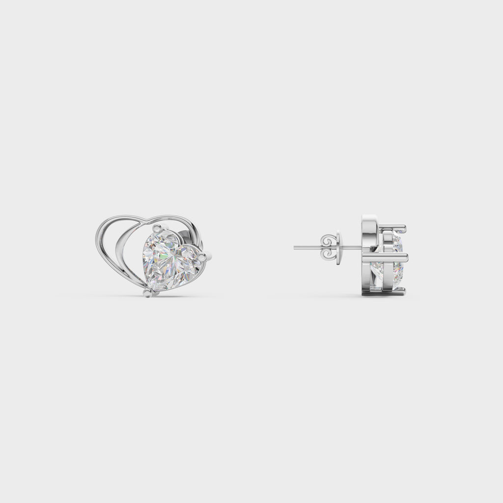 Butterfly Theme Heart Stud Earrings