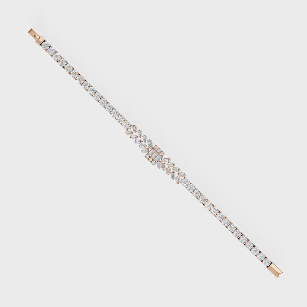 Baguette And Round Diamond Bracelet