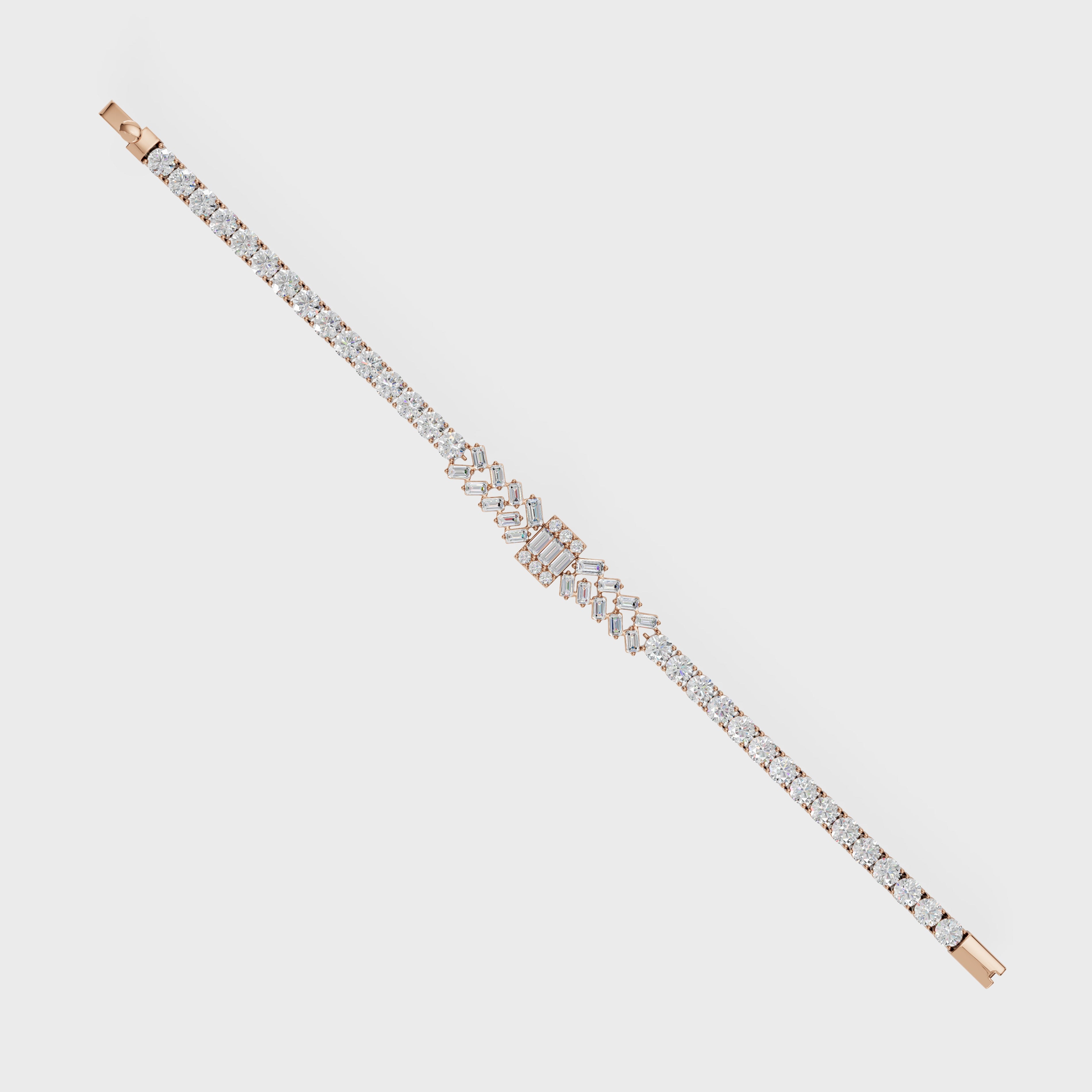 Baguette And Round Diamond Bracelet