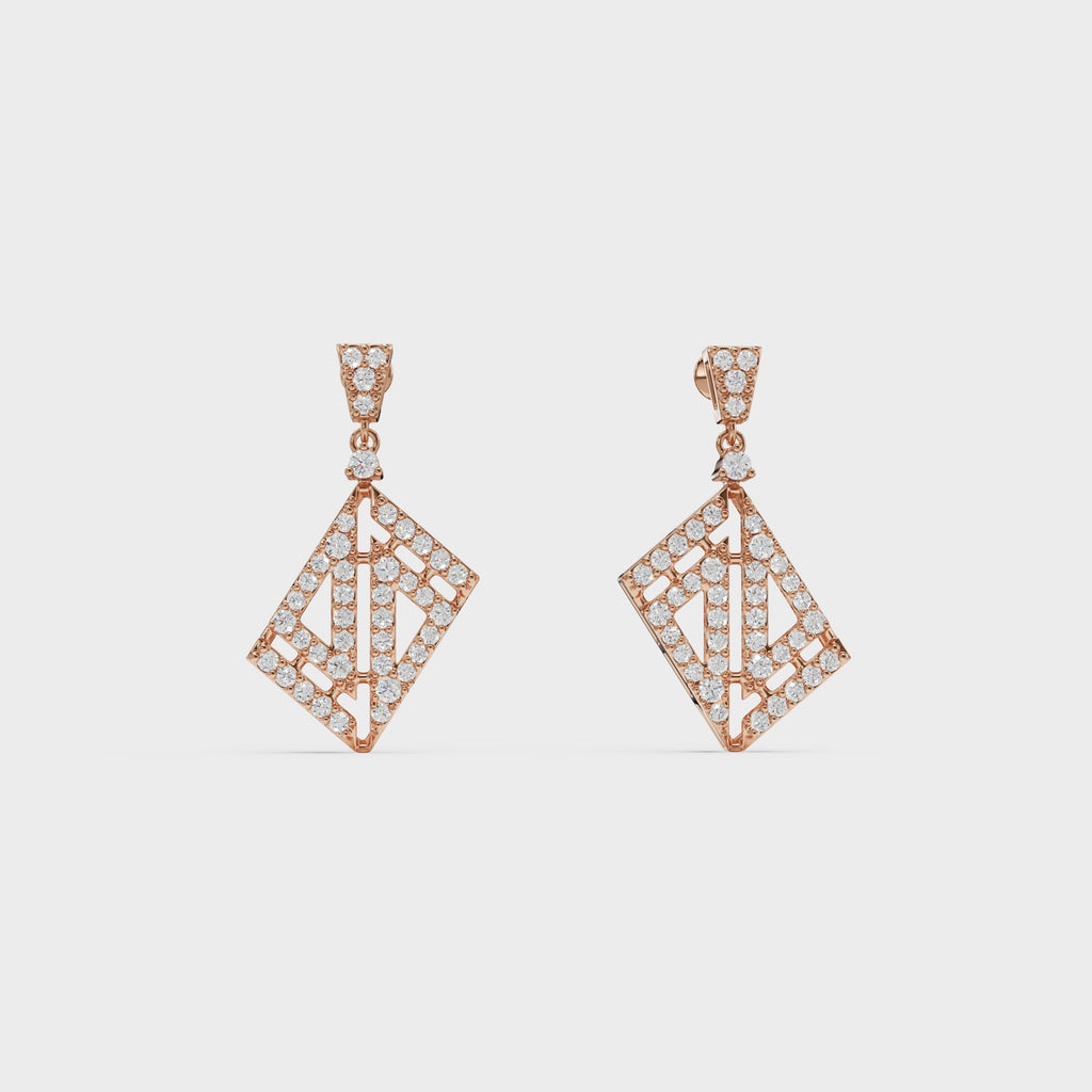 Geometric Drop Diamond Earrings