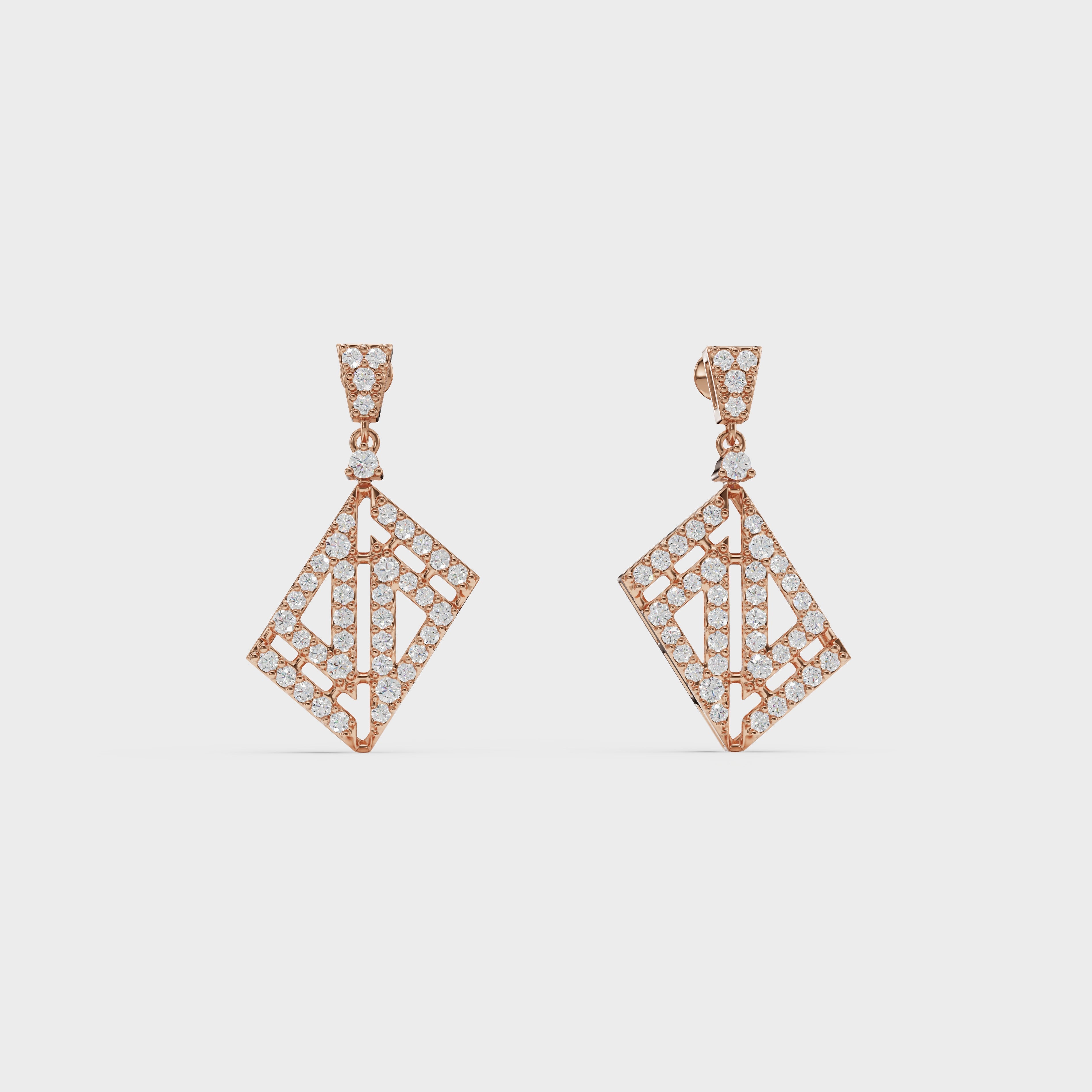 Geometric Drop Diamond Earrings