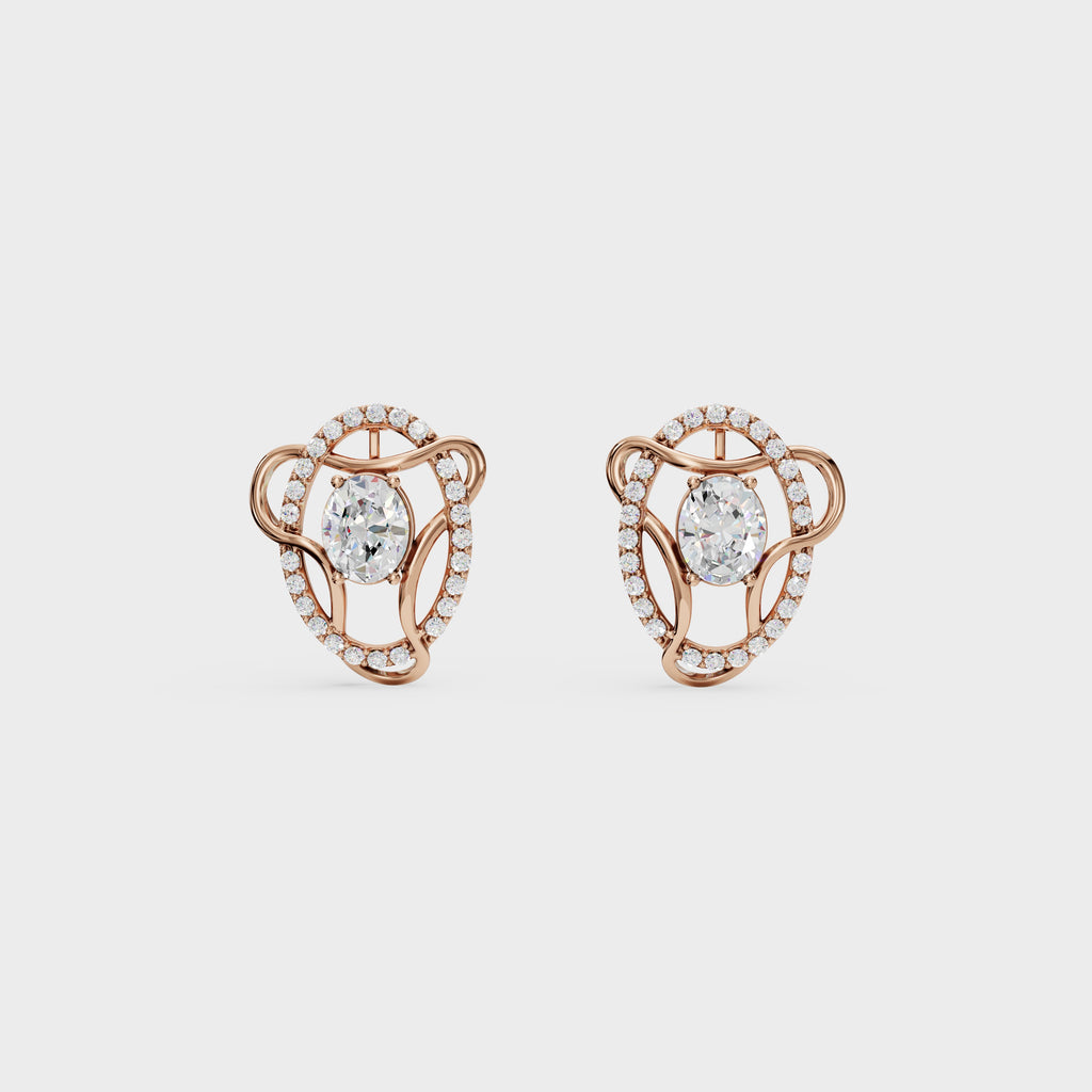 Diamond Swirl Halo Earrings