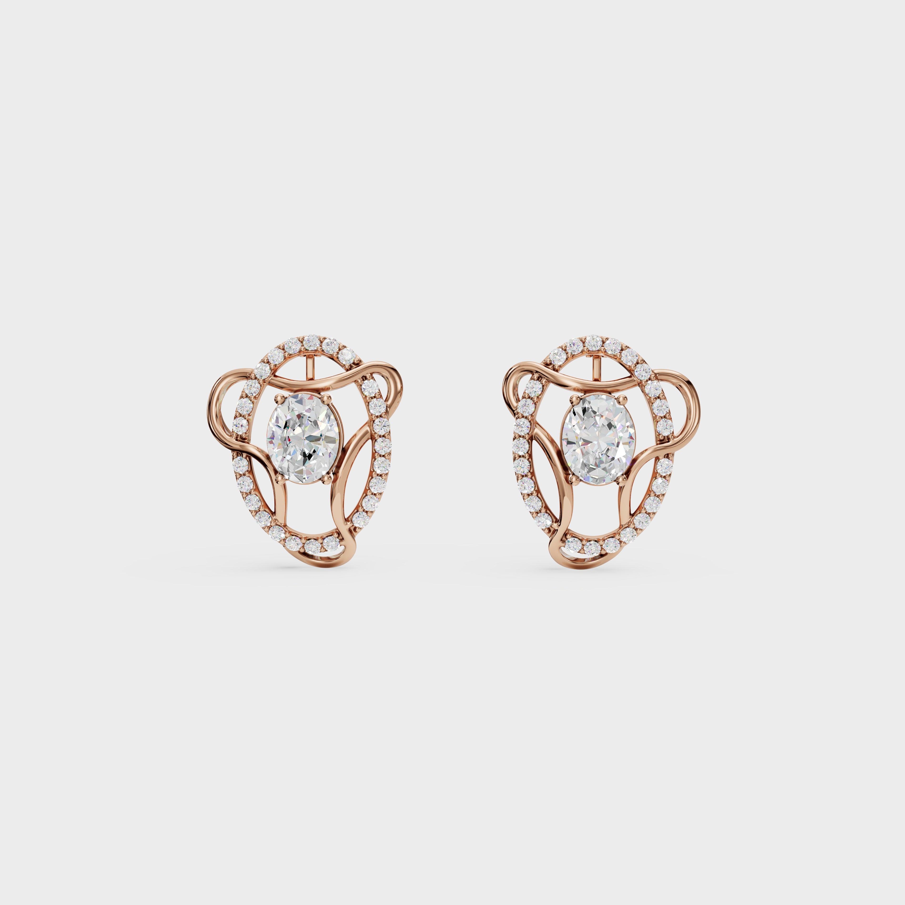 Diamond Swirl Halo Earrings