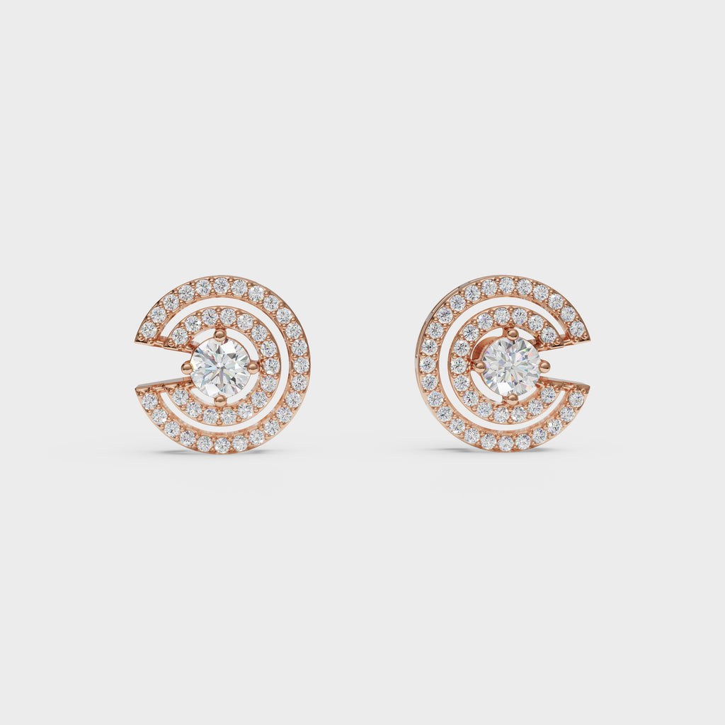 Spiral Sparkle Diamond Stud Earring