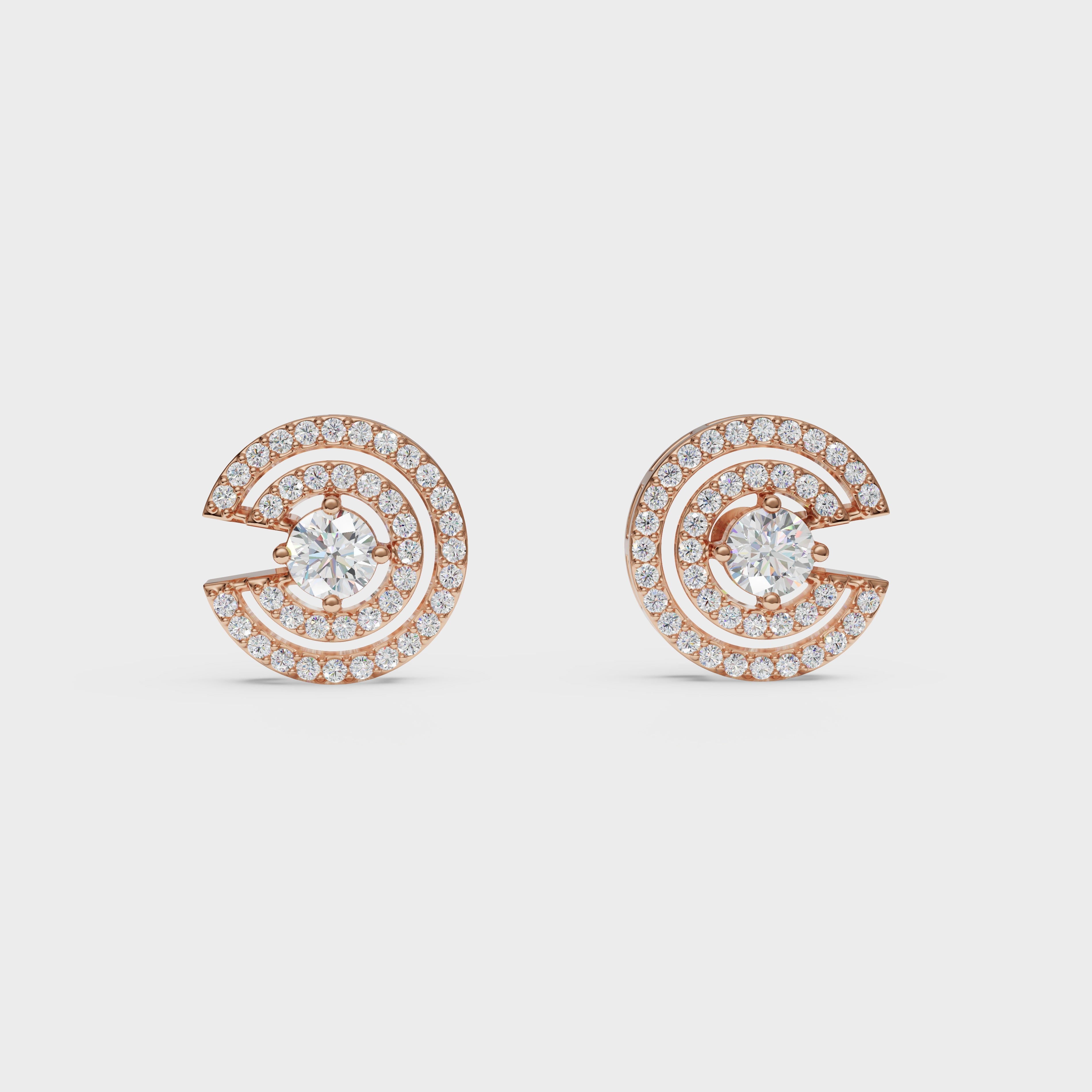 Spiral Sparkle Diamond Stud Earring