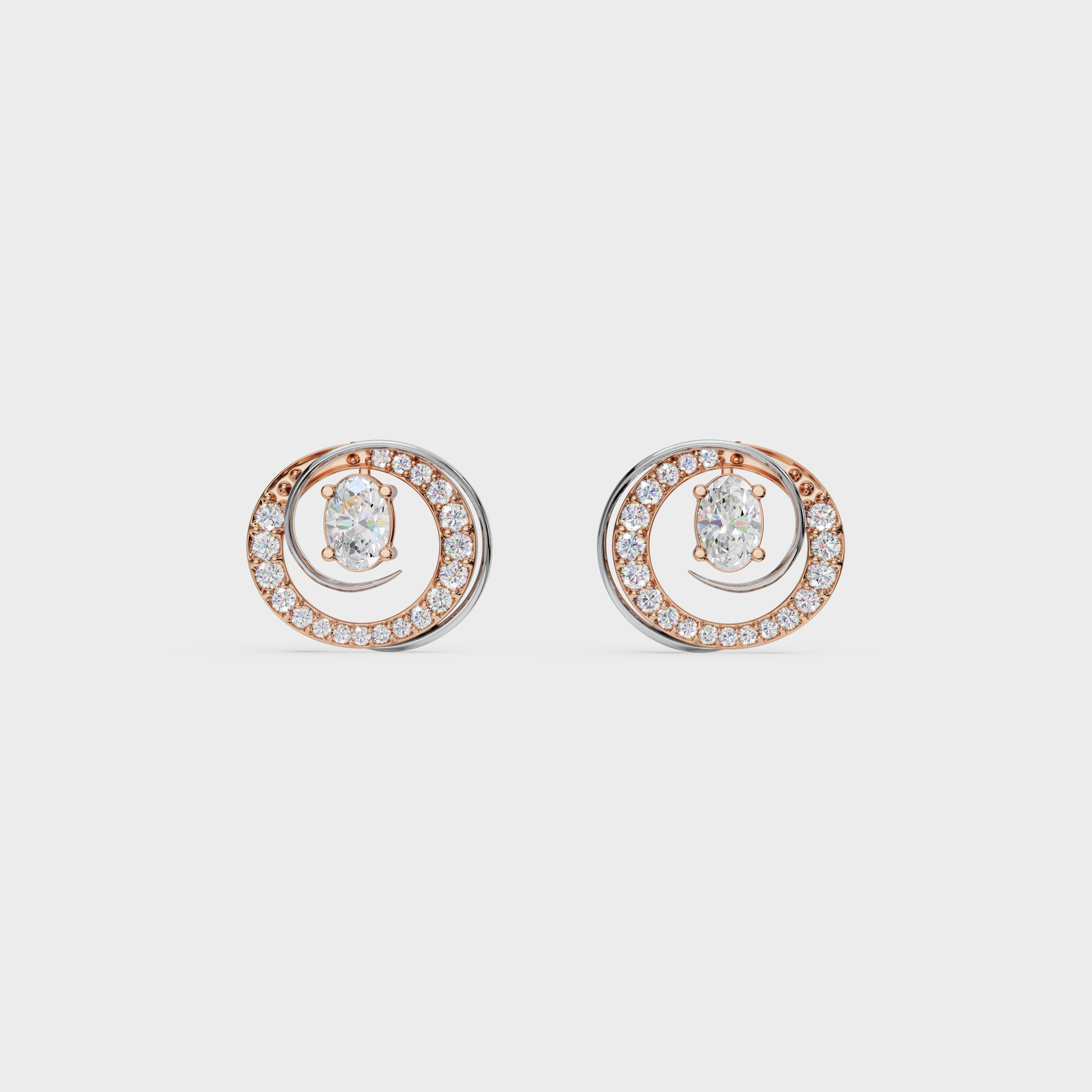 2 in One Oval cut stud & Earrings