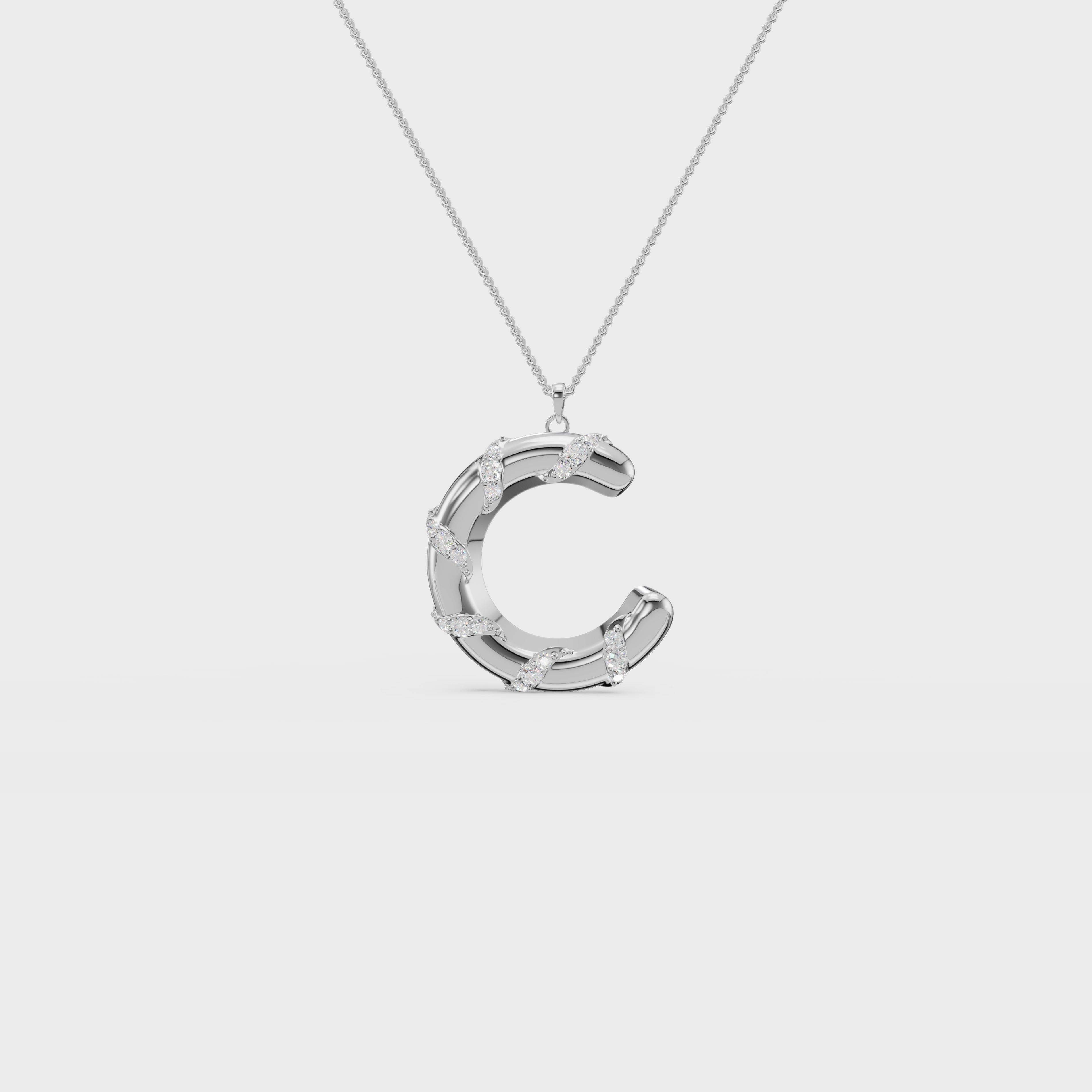 Monogram C diamond swirl pendant