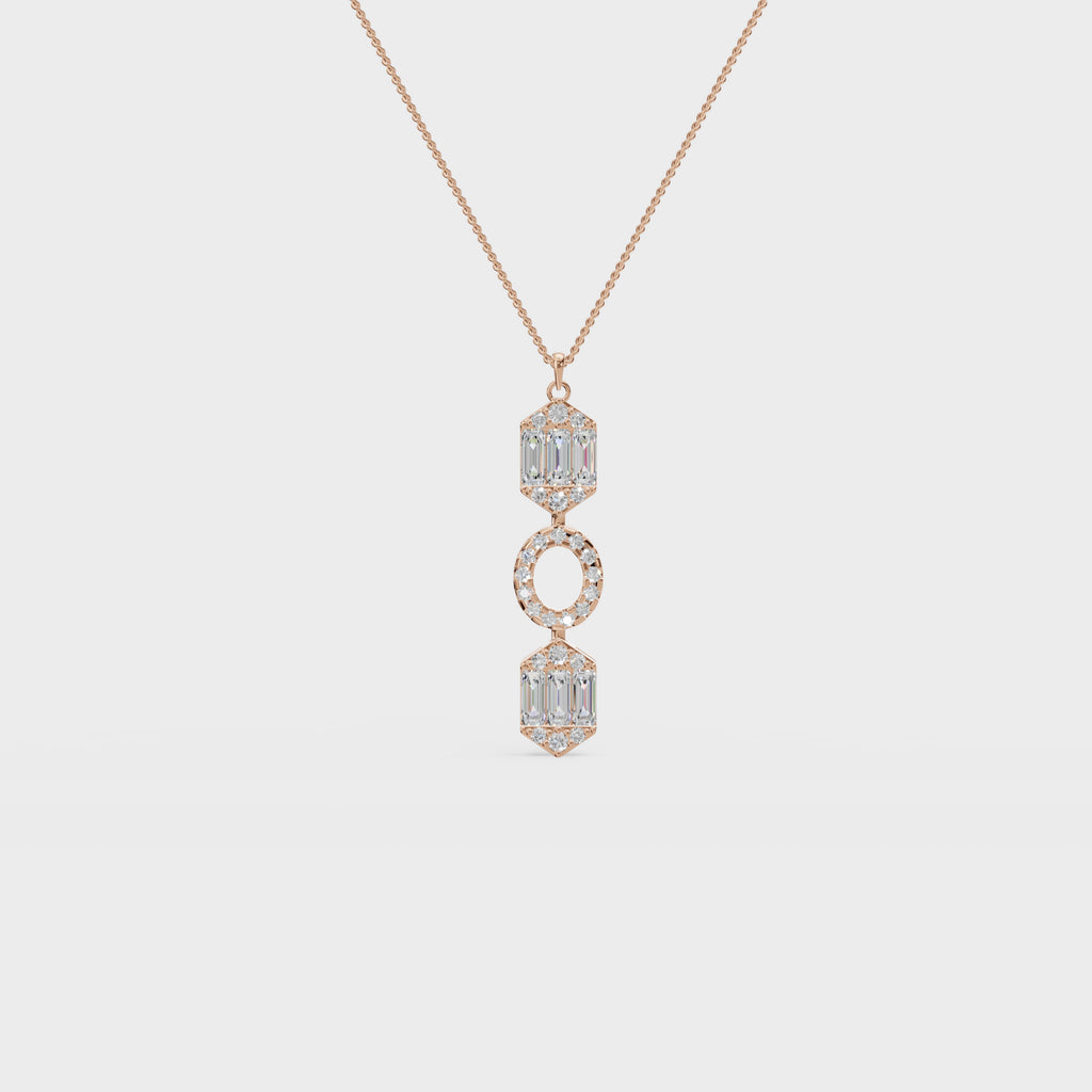 Art Deco Baguette and Round Diamond Pendant