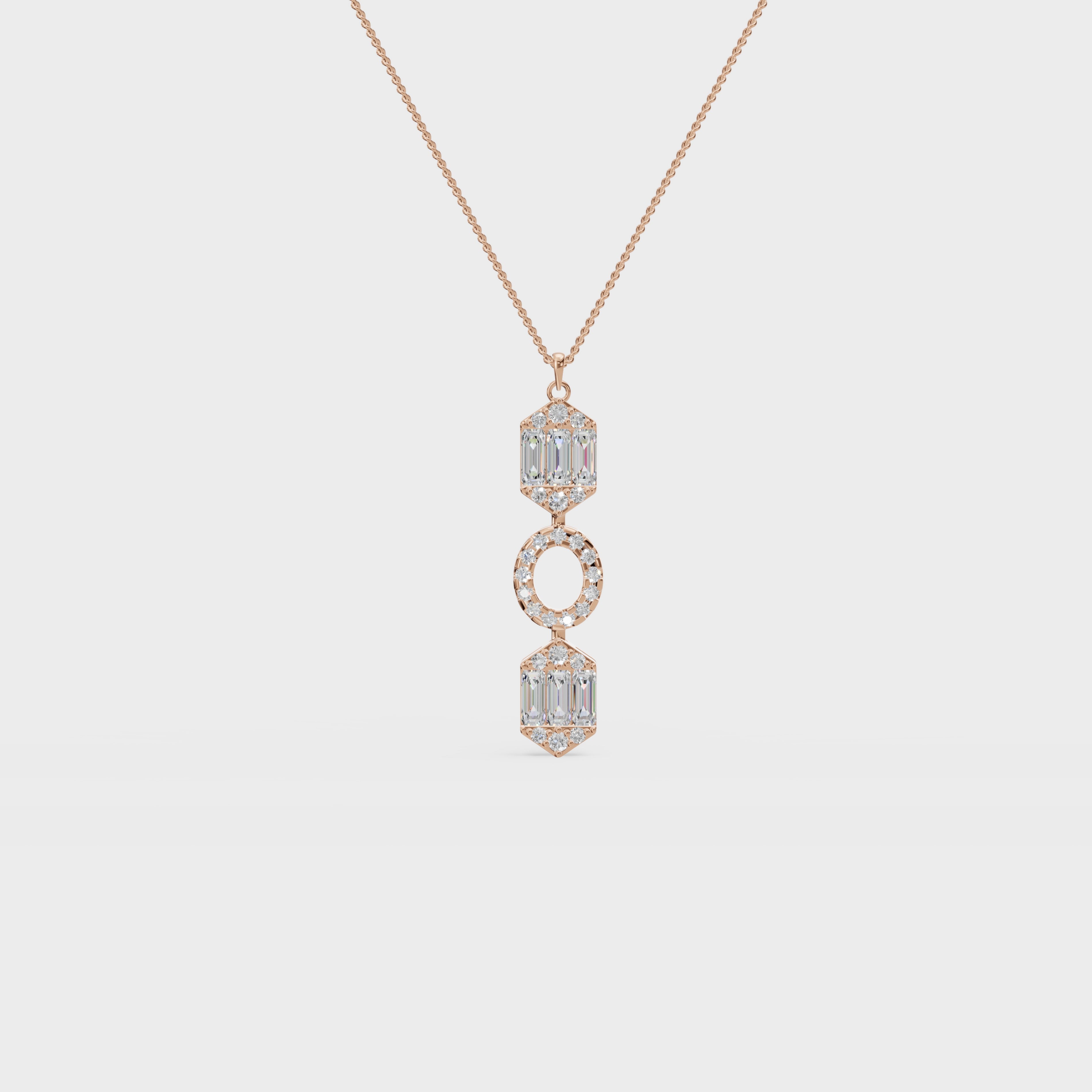 Art Deco Baguette and Round Diamond Pendant