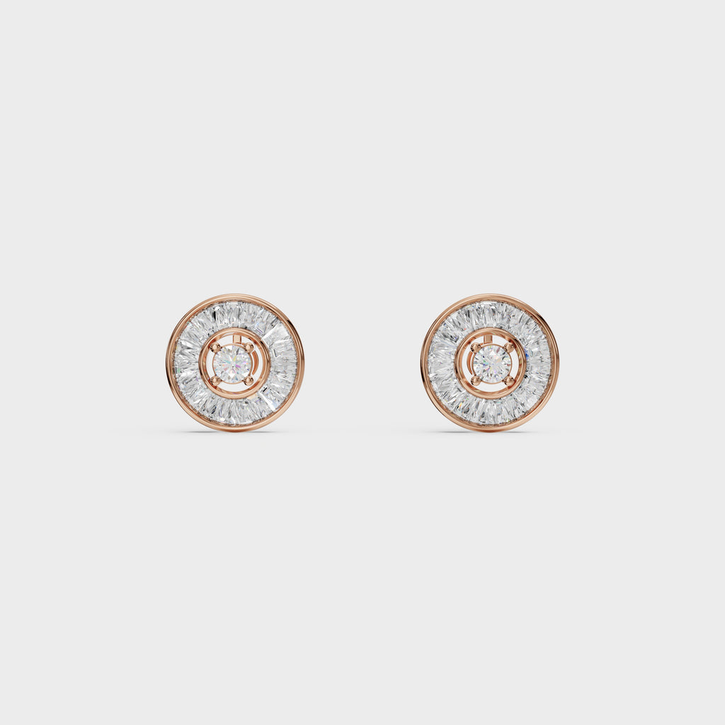 Radial Baguette Diamond Studs Earrings