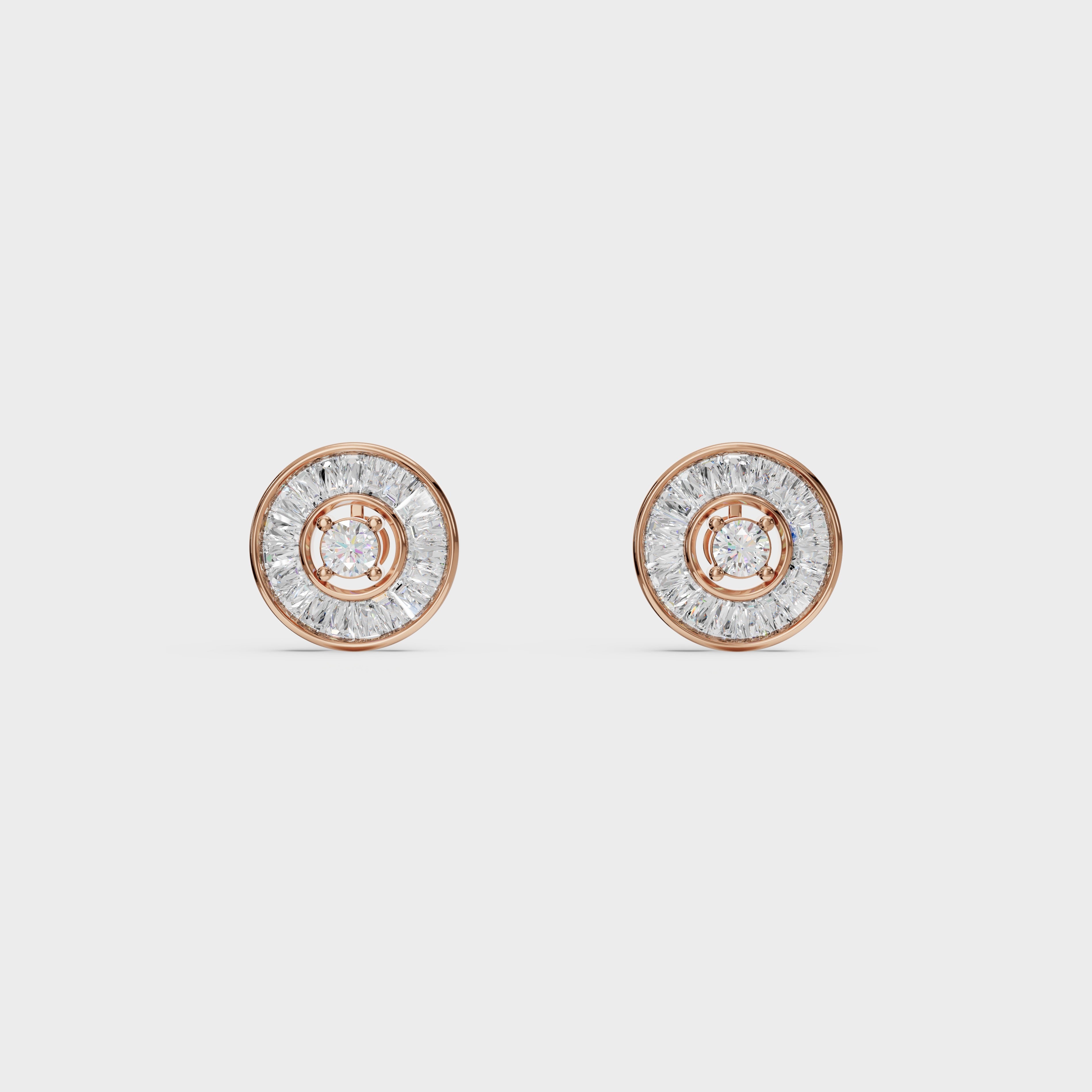 Radial Baguette Diamond Studs Earrings
