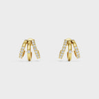 Triple Row Diamond Huggie Earrings