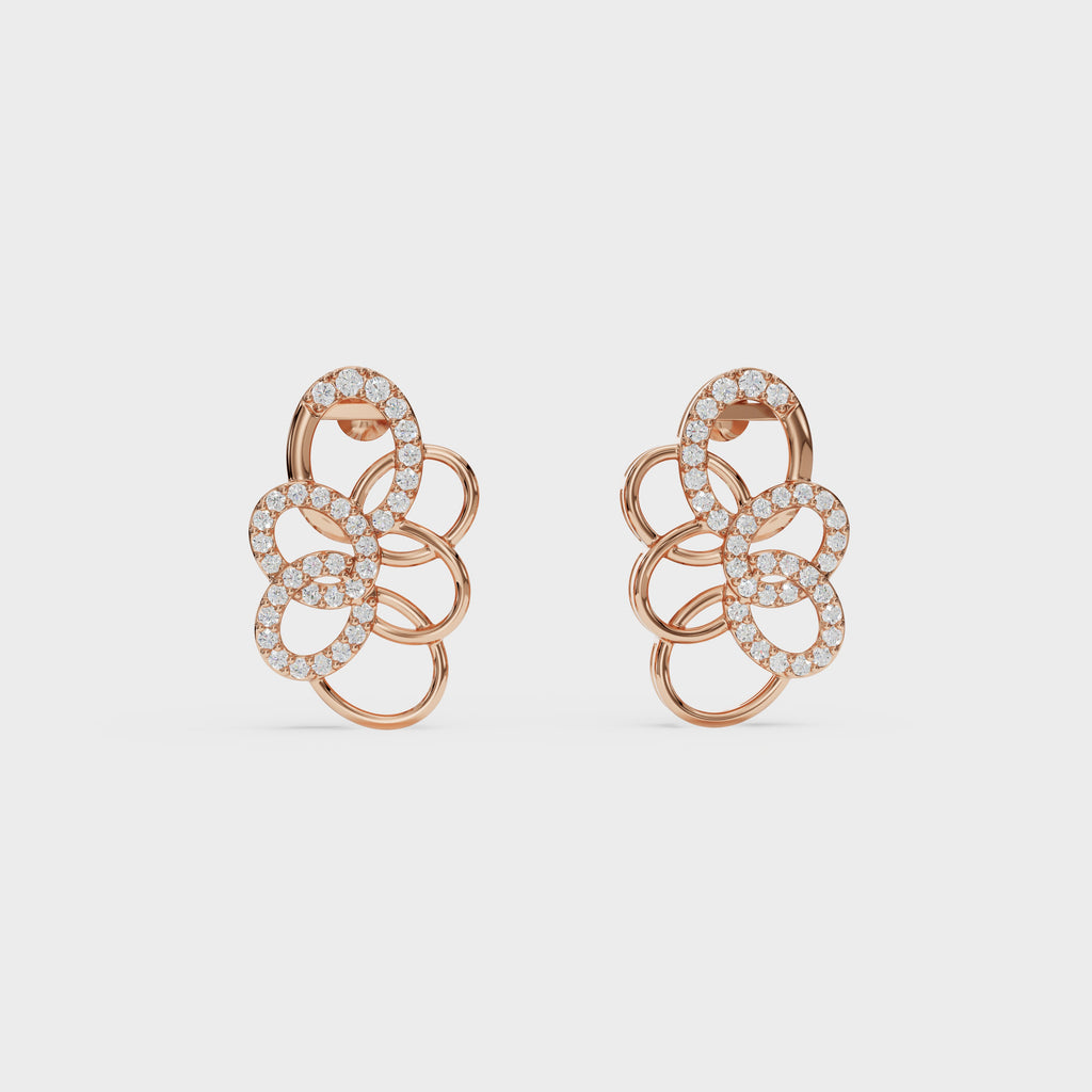 Flowing Petal Diamond Studs