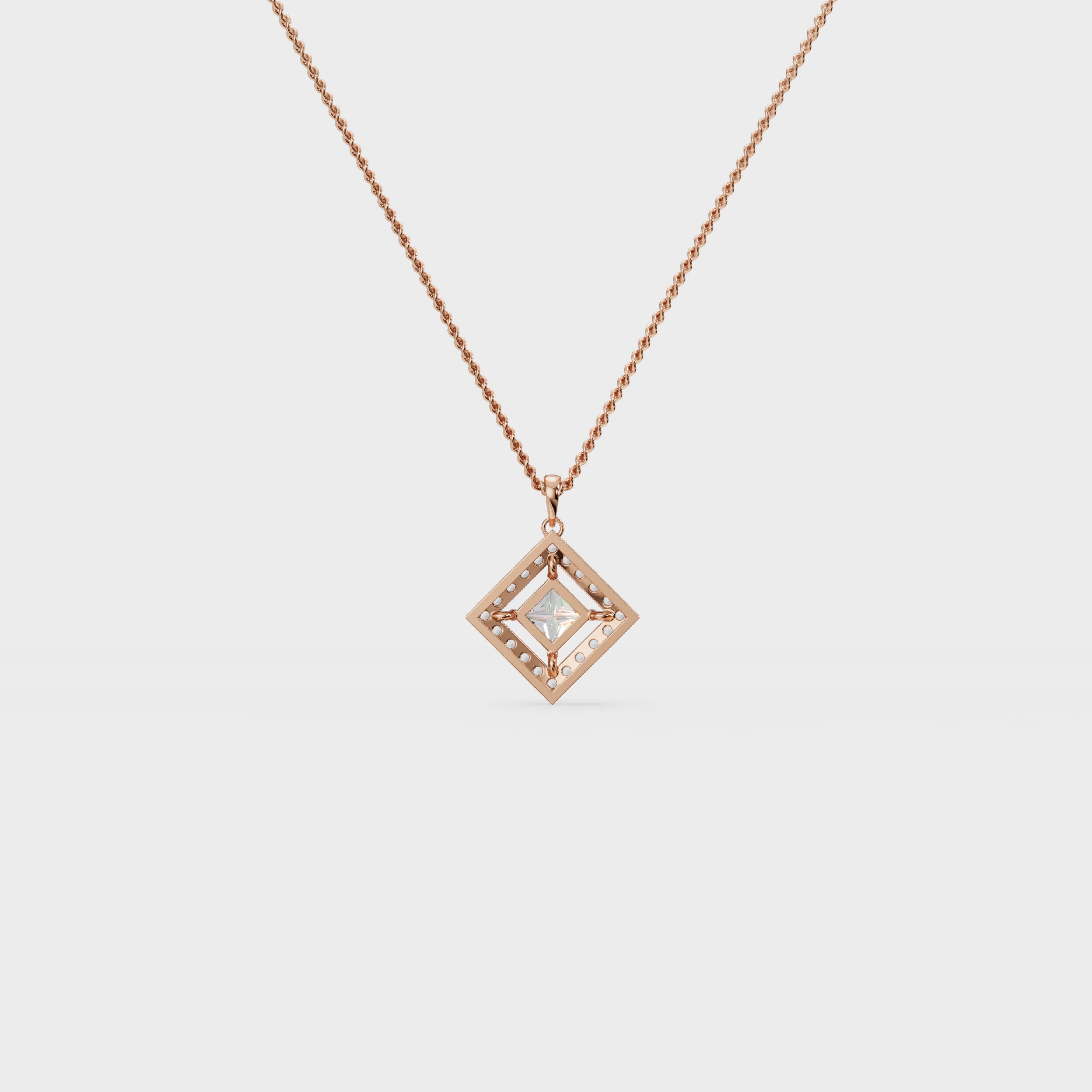 Square Halo princess diamond Pendant