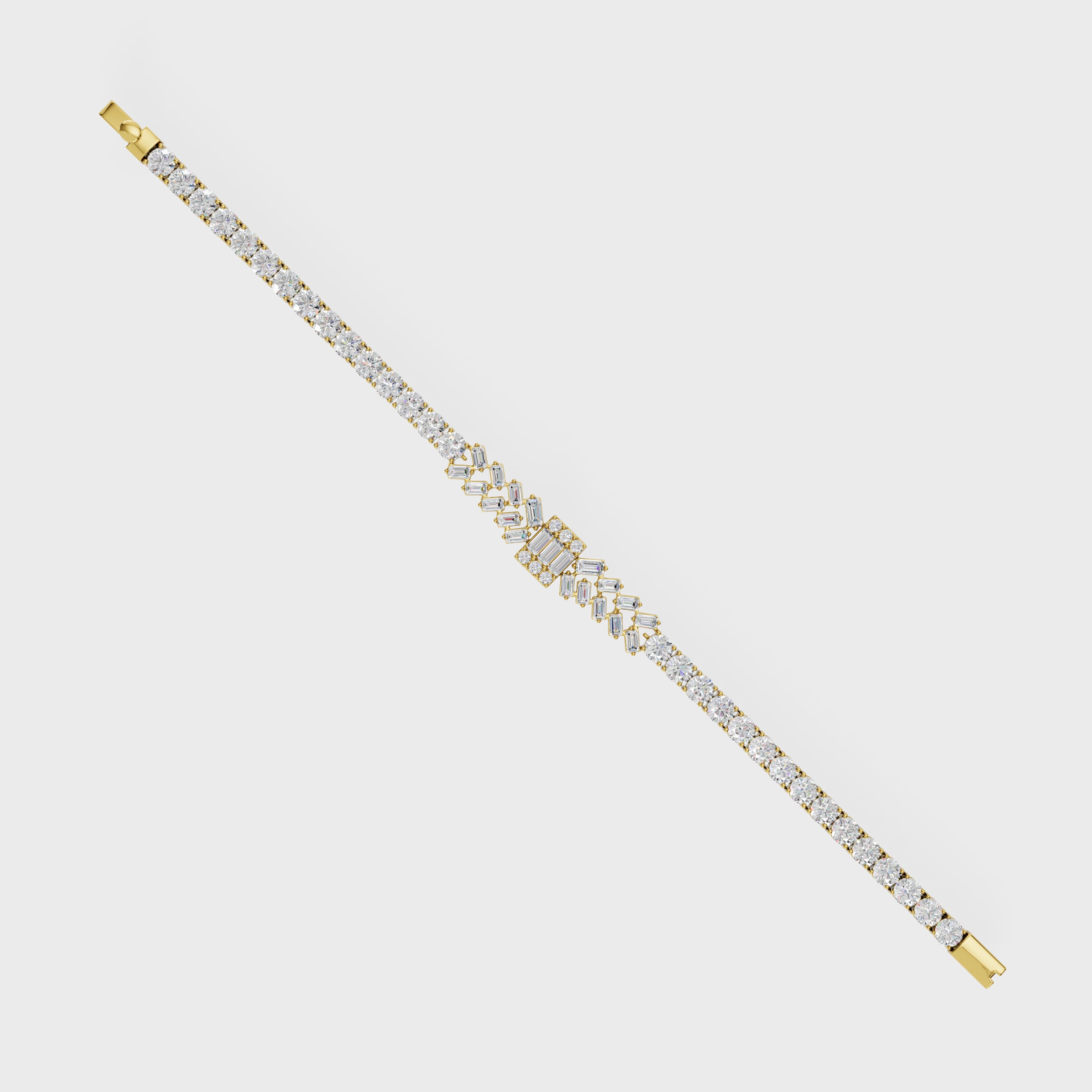 Baguette And Round Diamond Bracelet