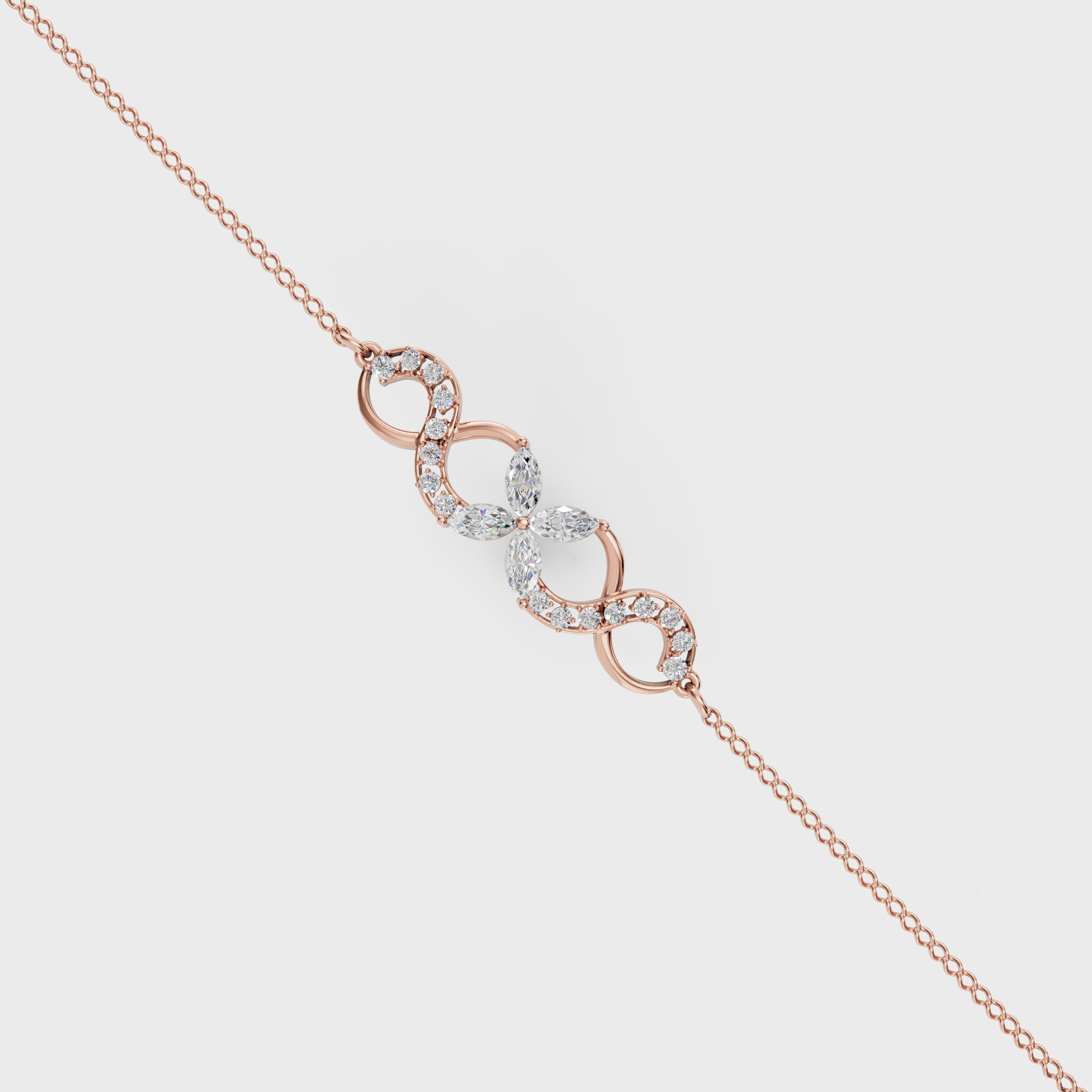 Floral Curve Diamond Bracelet
