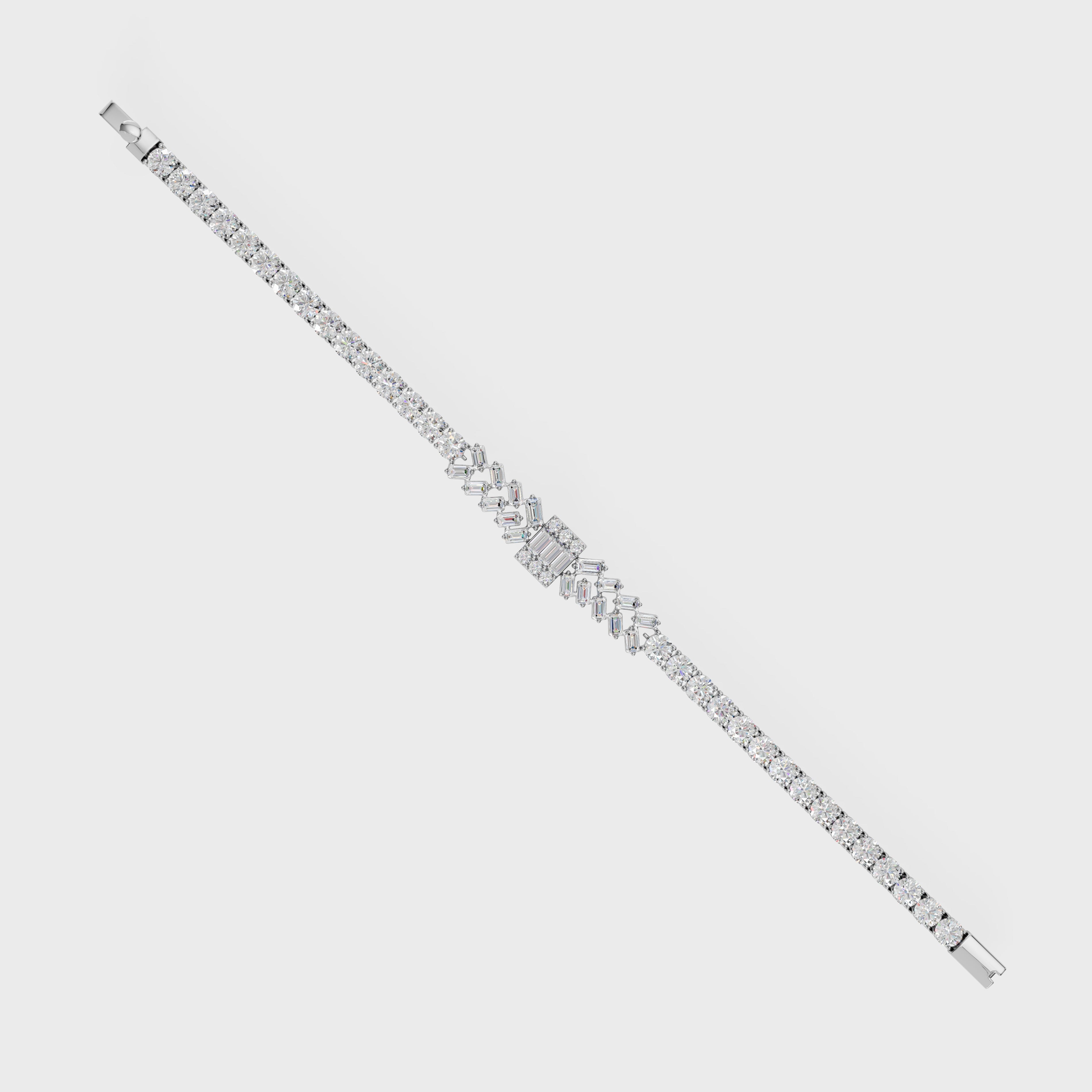 Baguette And Round Diamond Bracelet