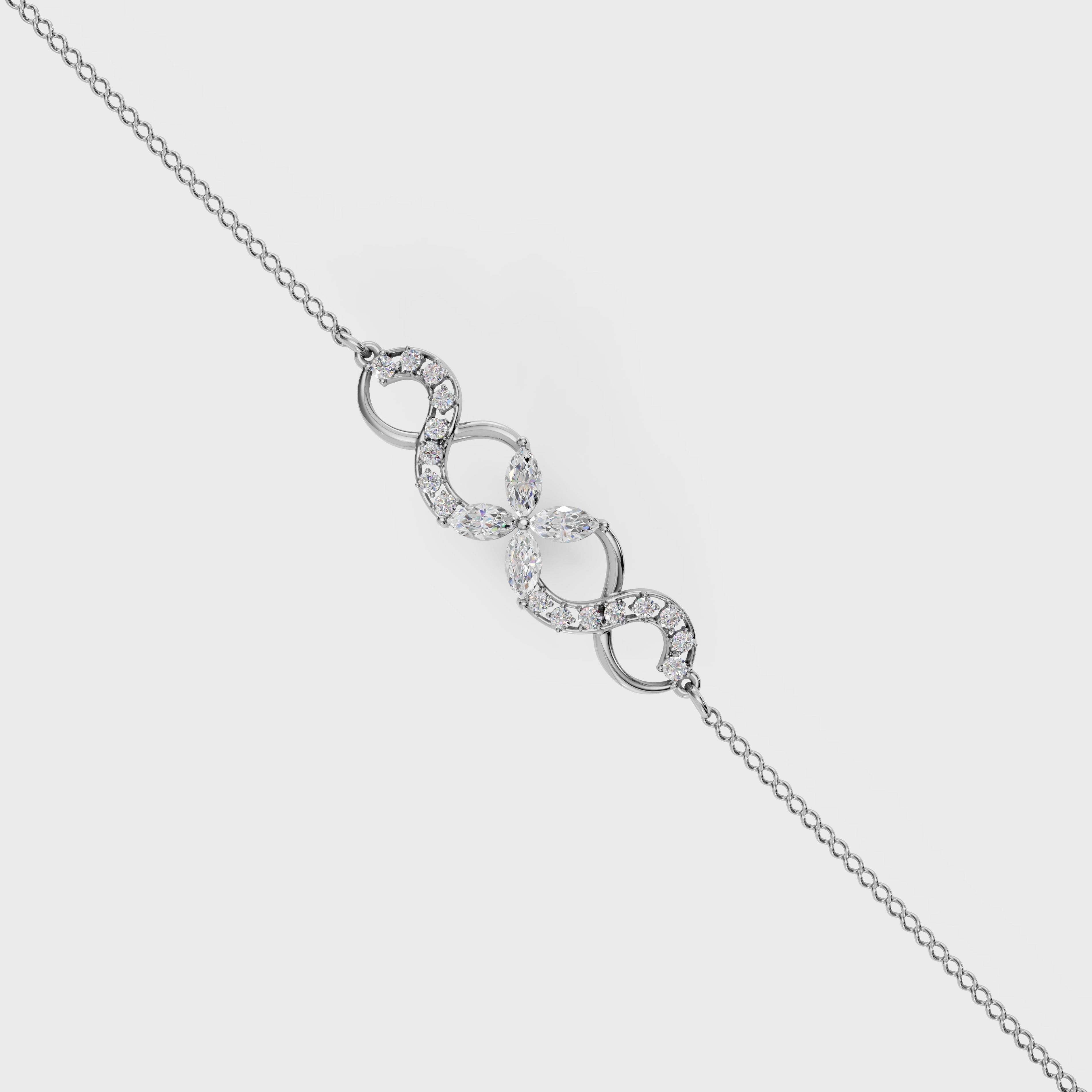 Floral Curve Diamond Bracelet