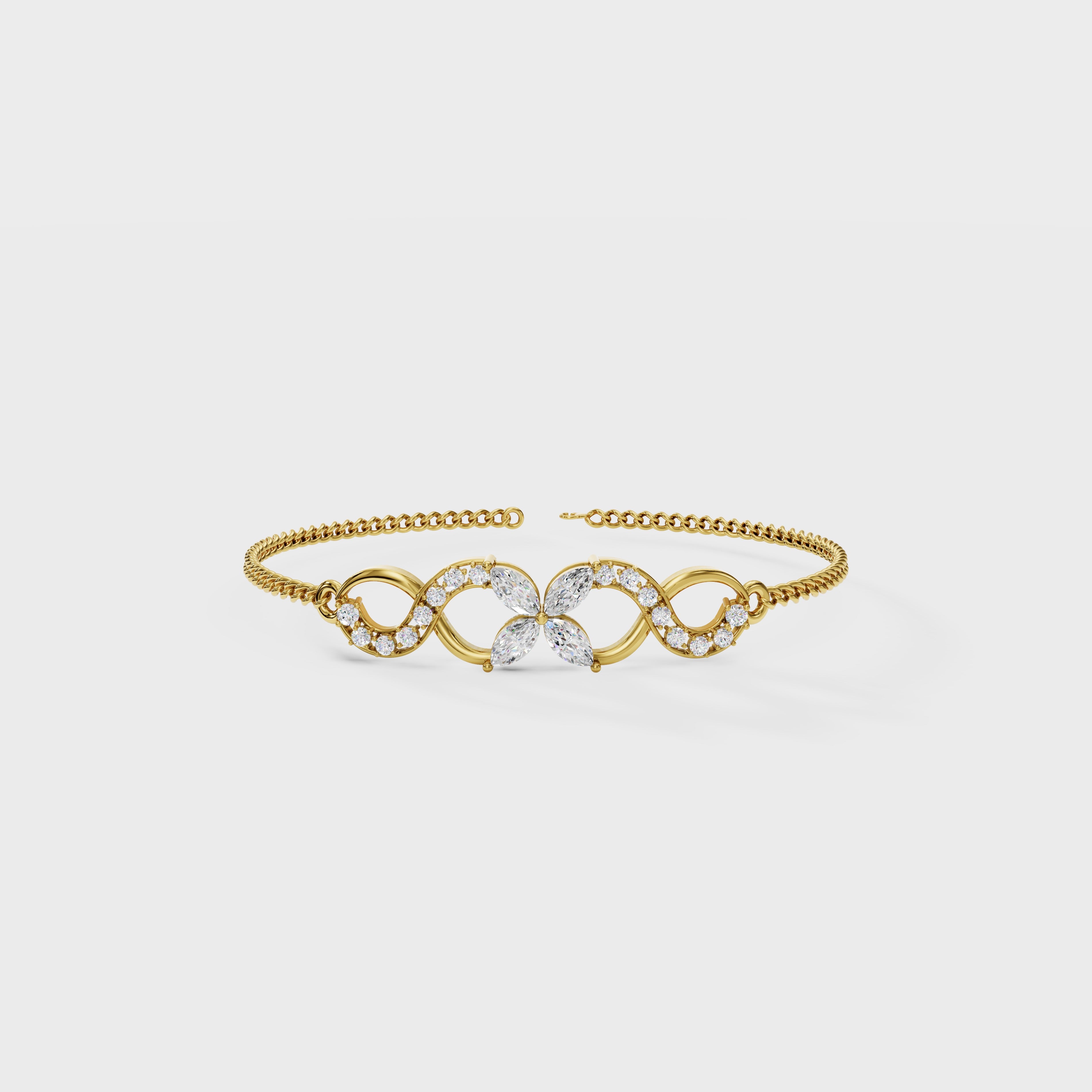 Floral Curve Diamond Bracelet