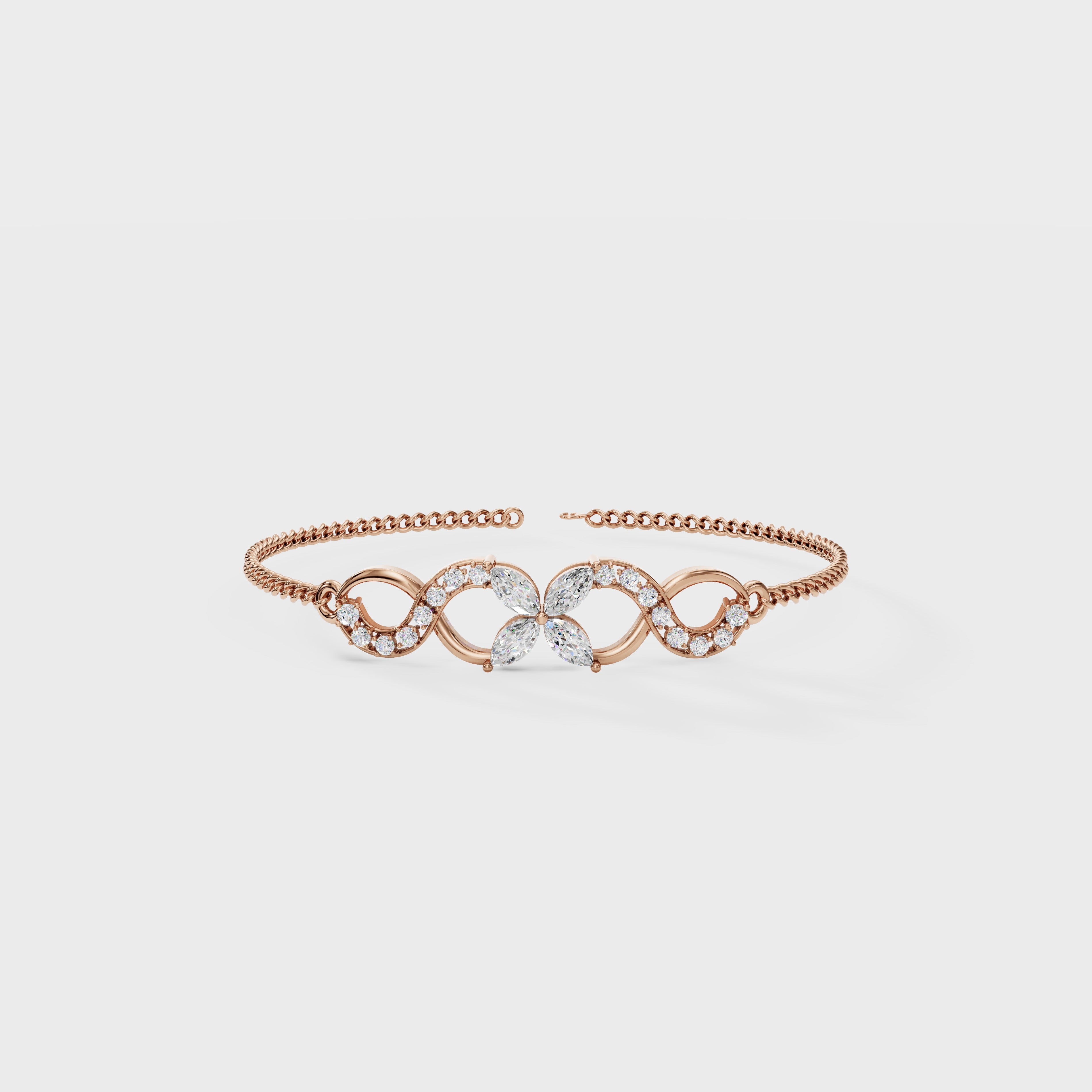 Floral Curve Diamond Bracelet