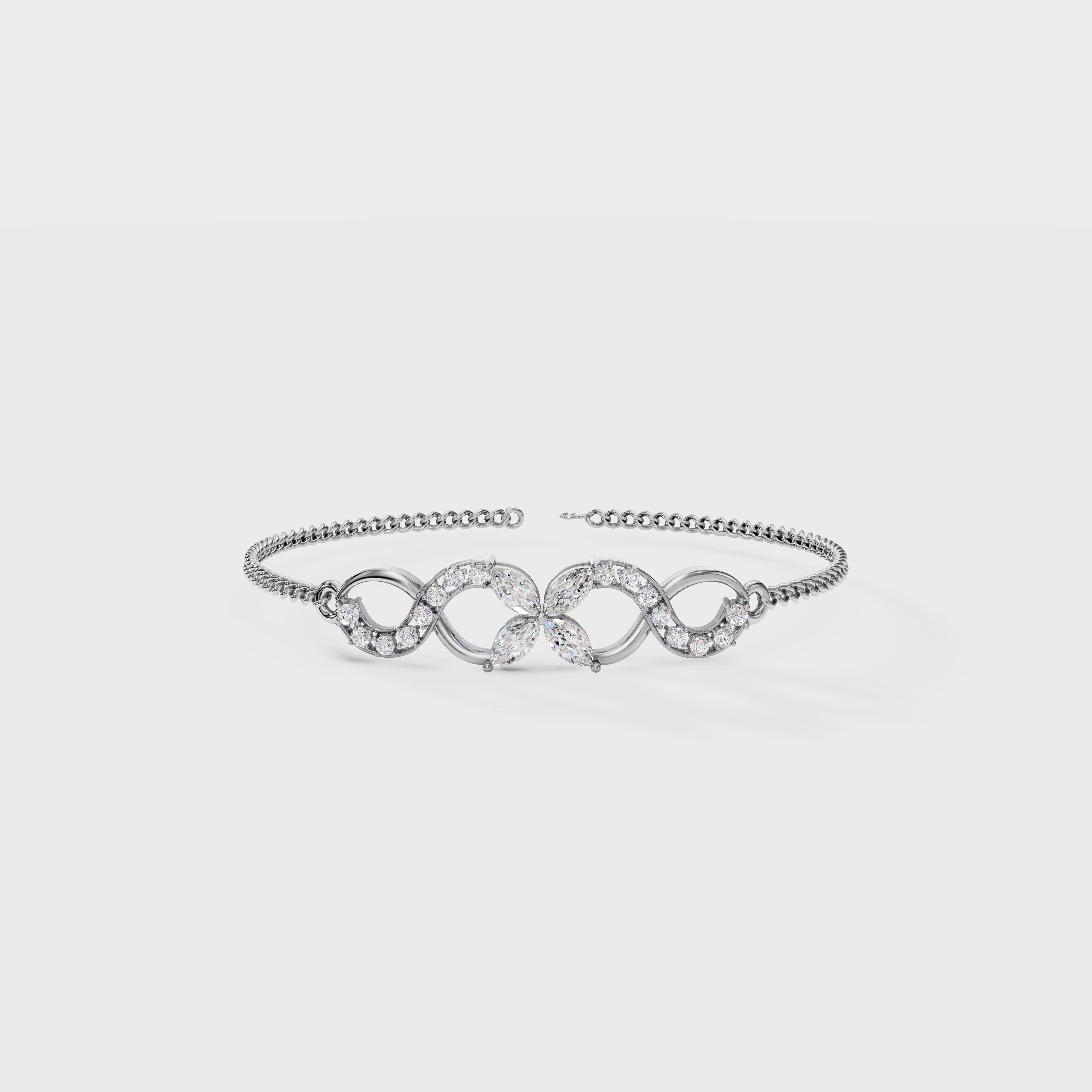 Floral Curve Diamond Bracelet