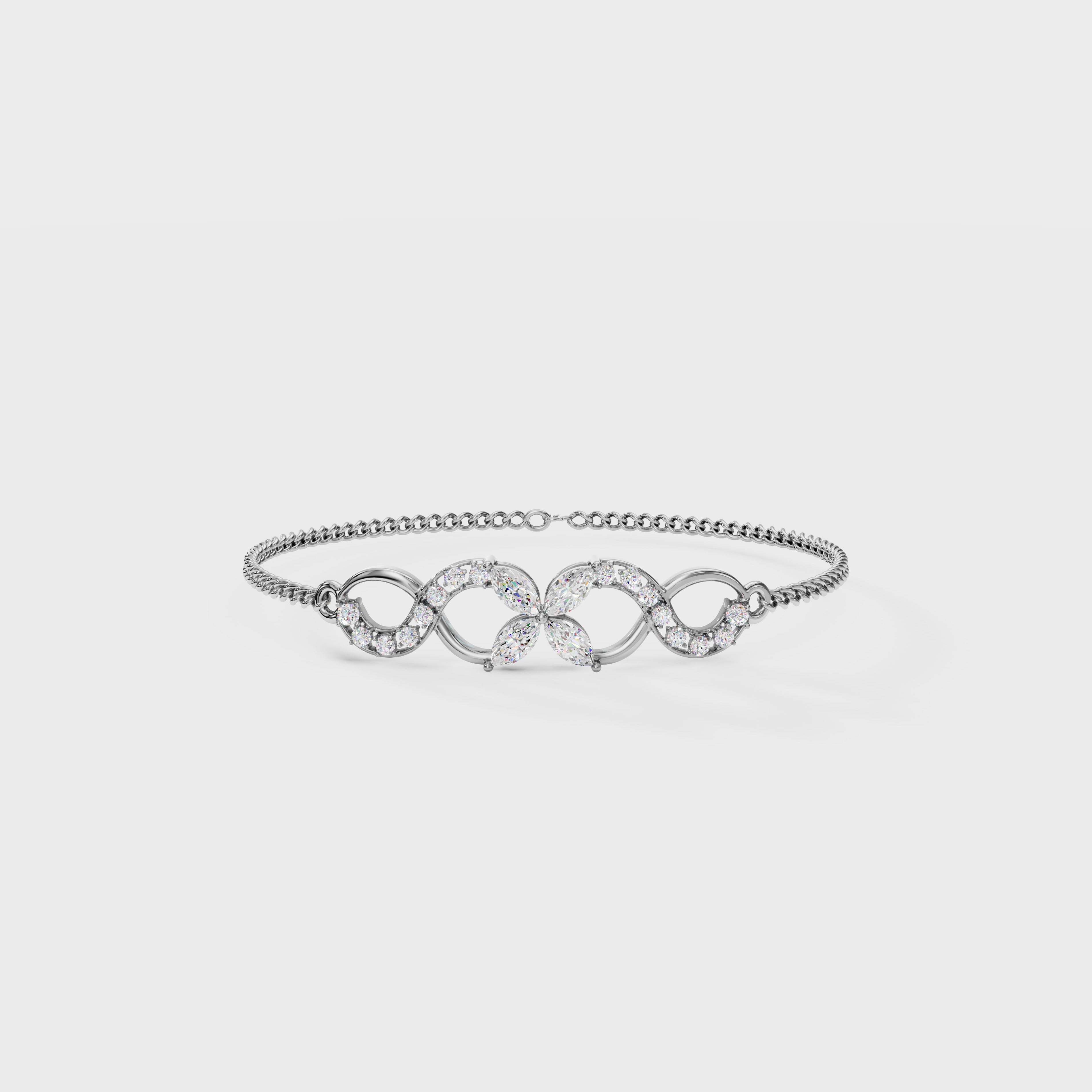 Floral Curve Diamond Bracelet
