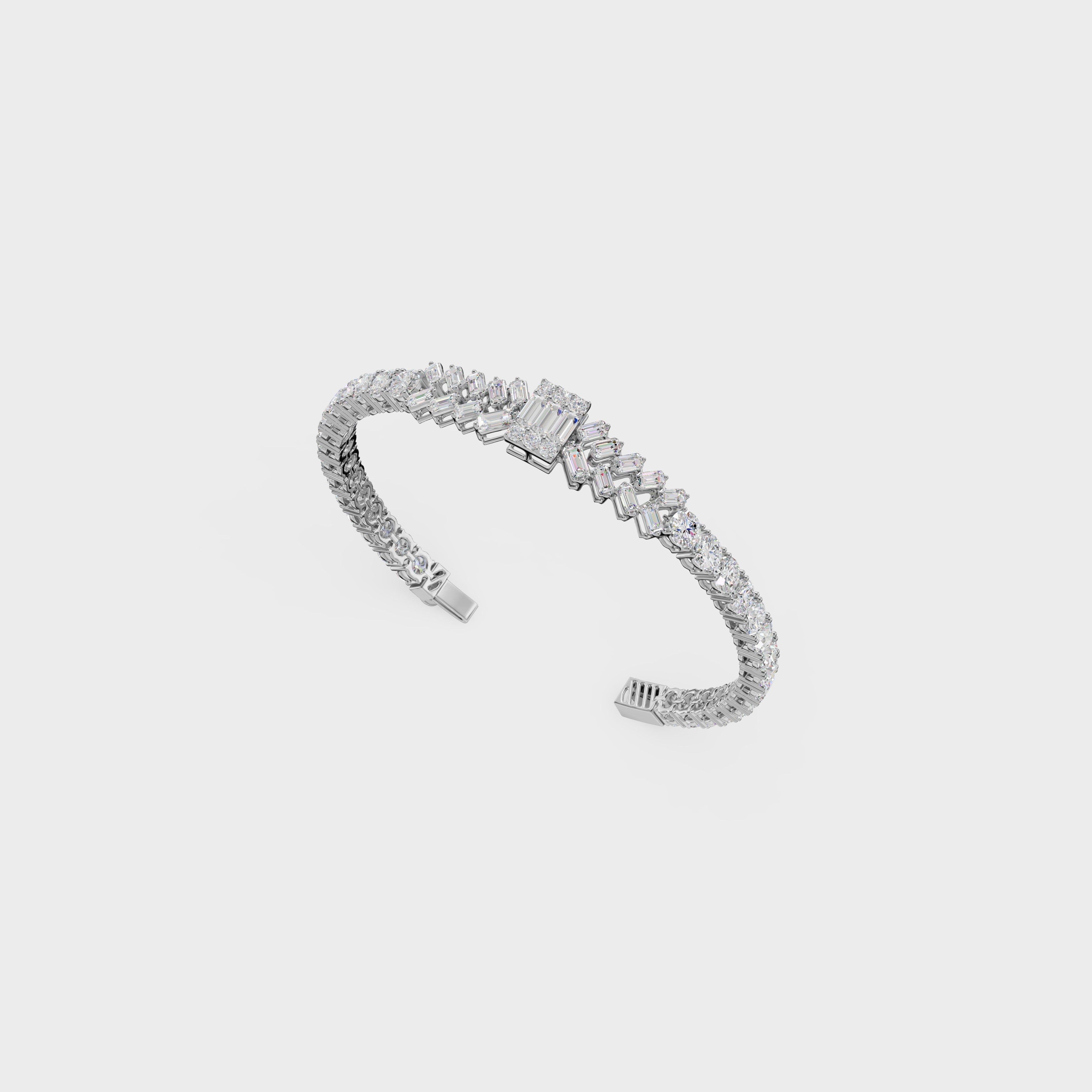 Baguette And Round Diamond Bracelet